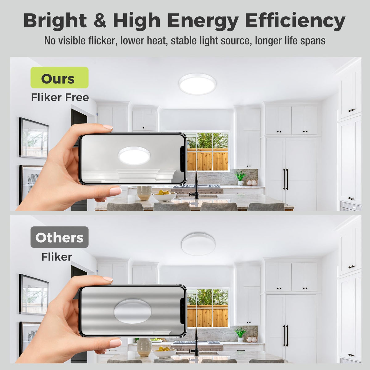 hepside Bathroom Light, 3000K/4000K/6500K 3 Color Temperature LED Ceiling Light, 15W 1500LM, Waterproof, Round, Small, Modern, Flush Ceiling Light for Bathroom, Kitchen, Bedroom, Black