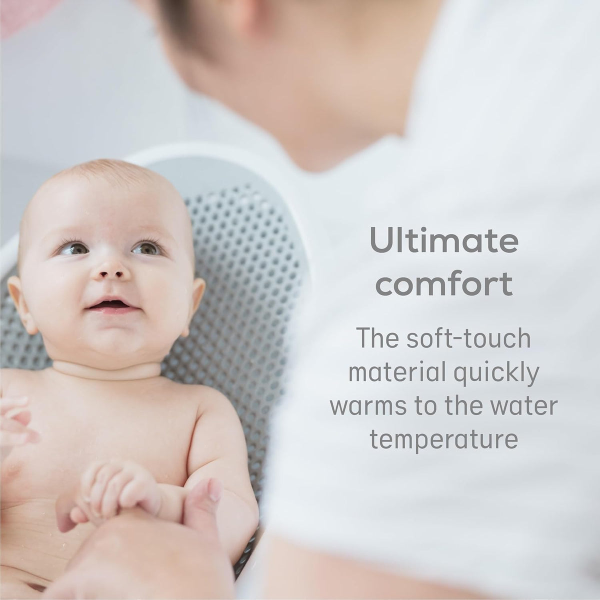Angelcare Soft Touch Baby Bath Support -Grey- Water Level Indicator, Non-Slip, Comfortable & Safe for Newborns & Infants up to 6 Months