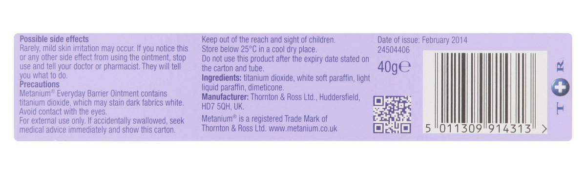 Metanium Everyday Barrier Ointment, Nappy Rash Protection, 40g Tube