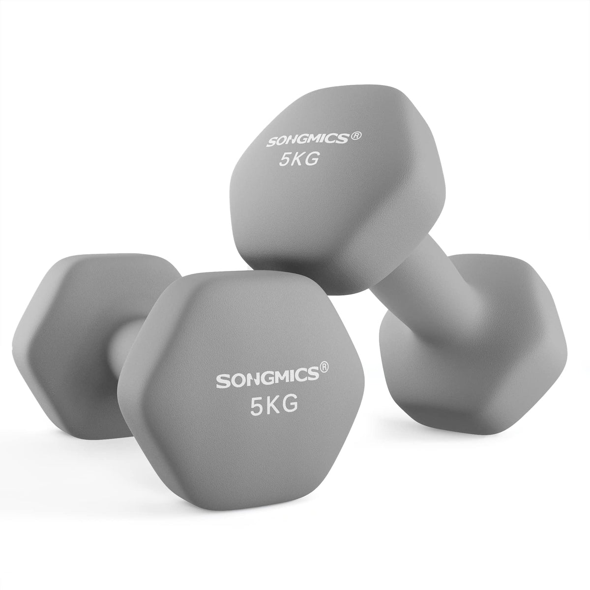 SONGMICS Set of 2 Hex Dumbbells with Neoprene Coating for Strength Training, Fitness, Home Workout