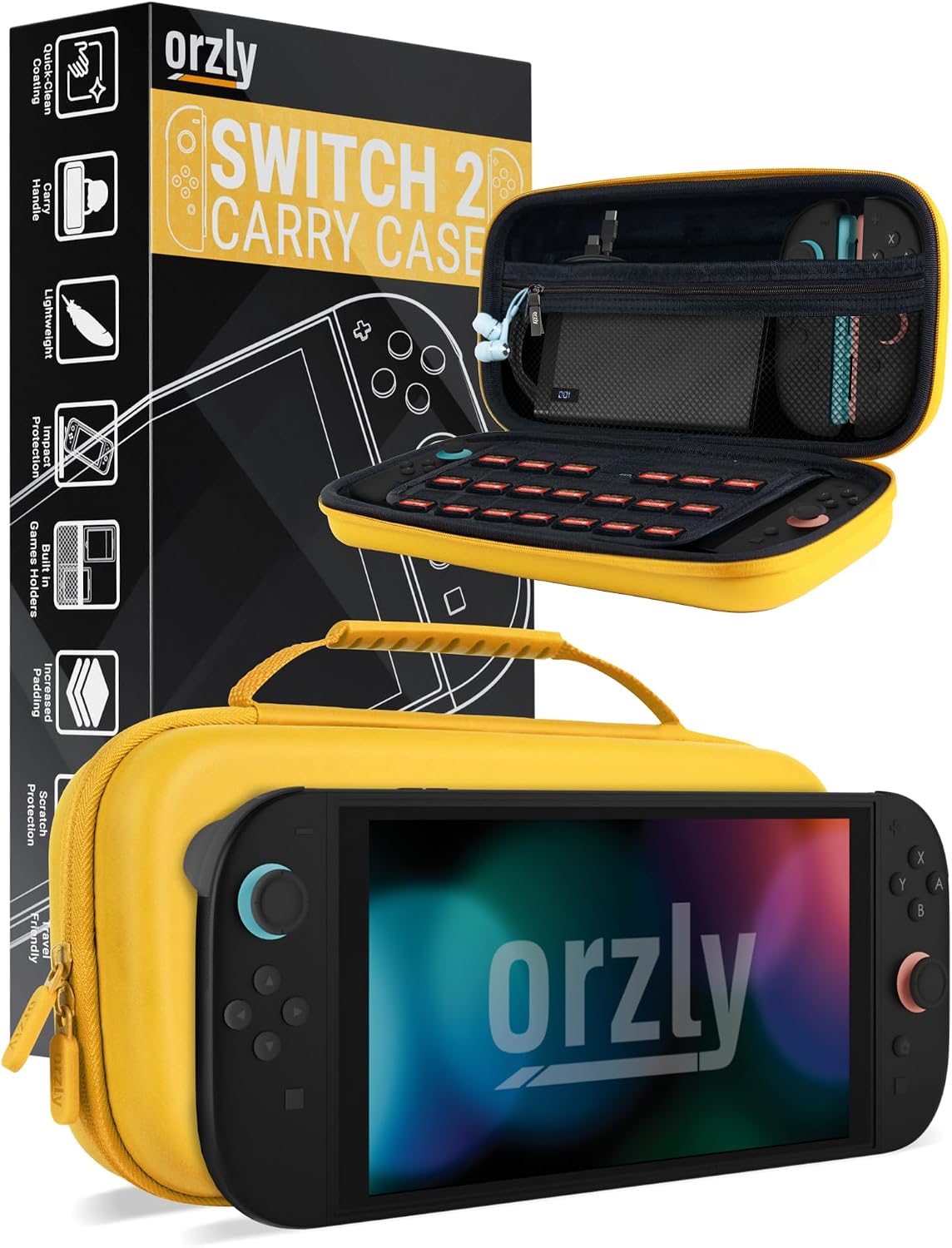 Orzly Carry Case for Nintendo Switch Lite Protective Hard Shell Portable Travel Carry Case with Storage for Accessories & Game Cartridges (Red & White)