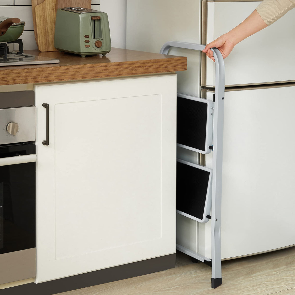 SONGMICS 2-Step Ladder, Folding Step Ladder, Safety, Holds up to 150KG