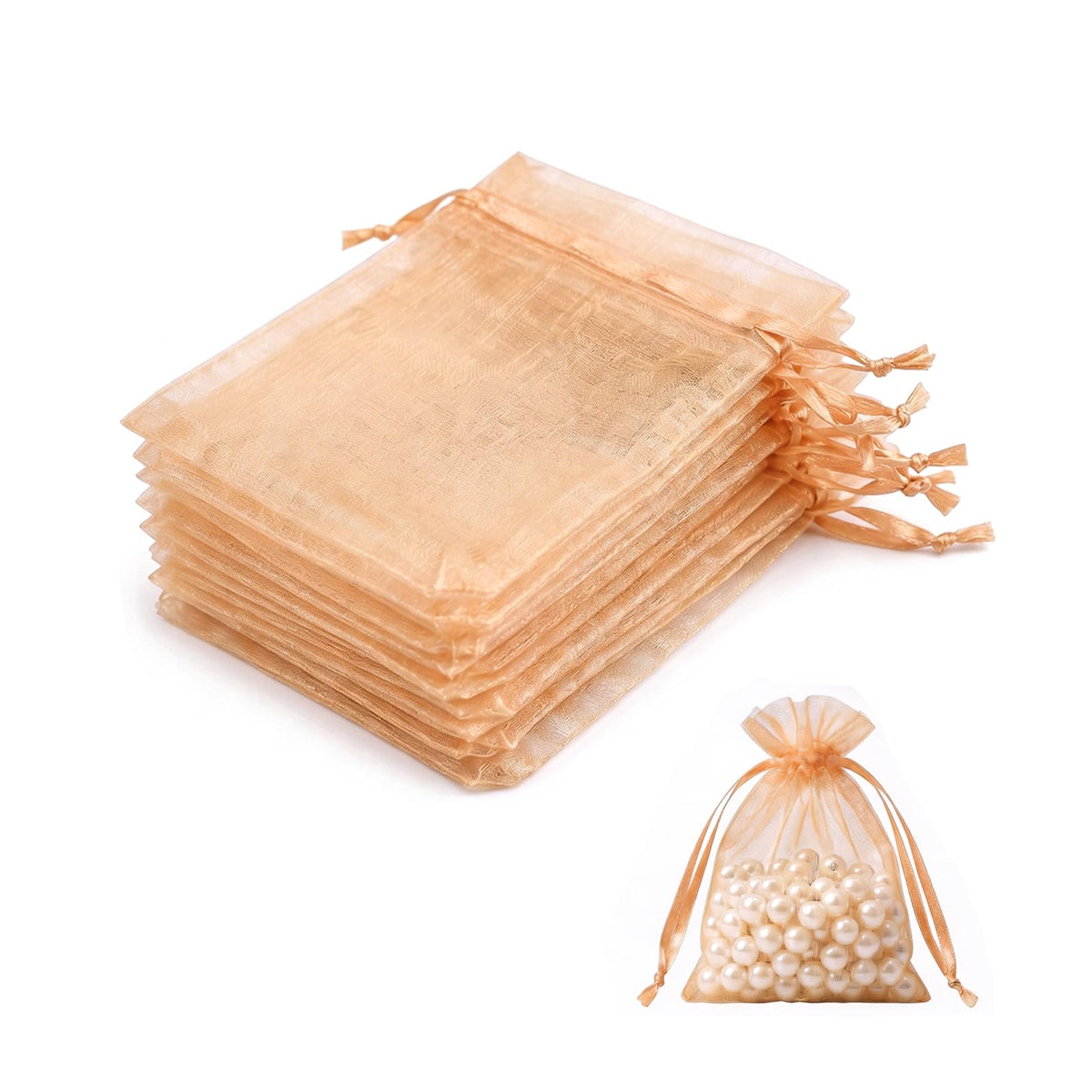 Lafefe 20Pcs Organza Gift Pouches, 7x9CM Clear Mesh Drawstring Pouches, Organza Gift Bags for Wedding Favours, Party, Festival, Candy and Game Favour Bags - Pink