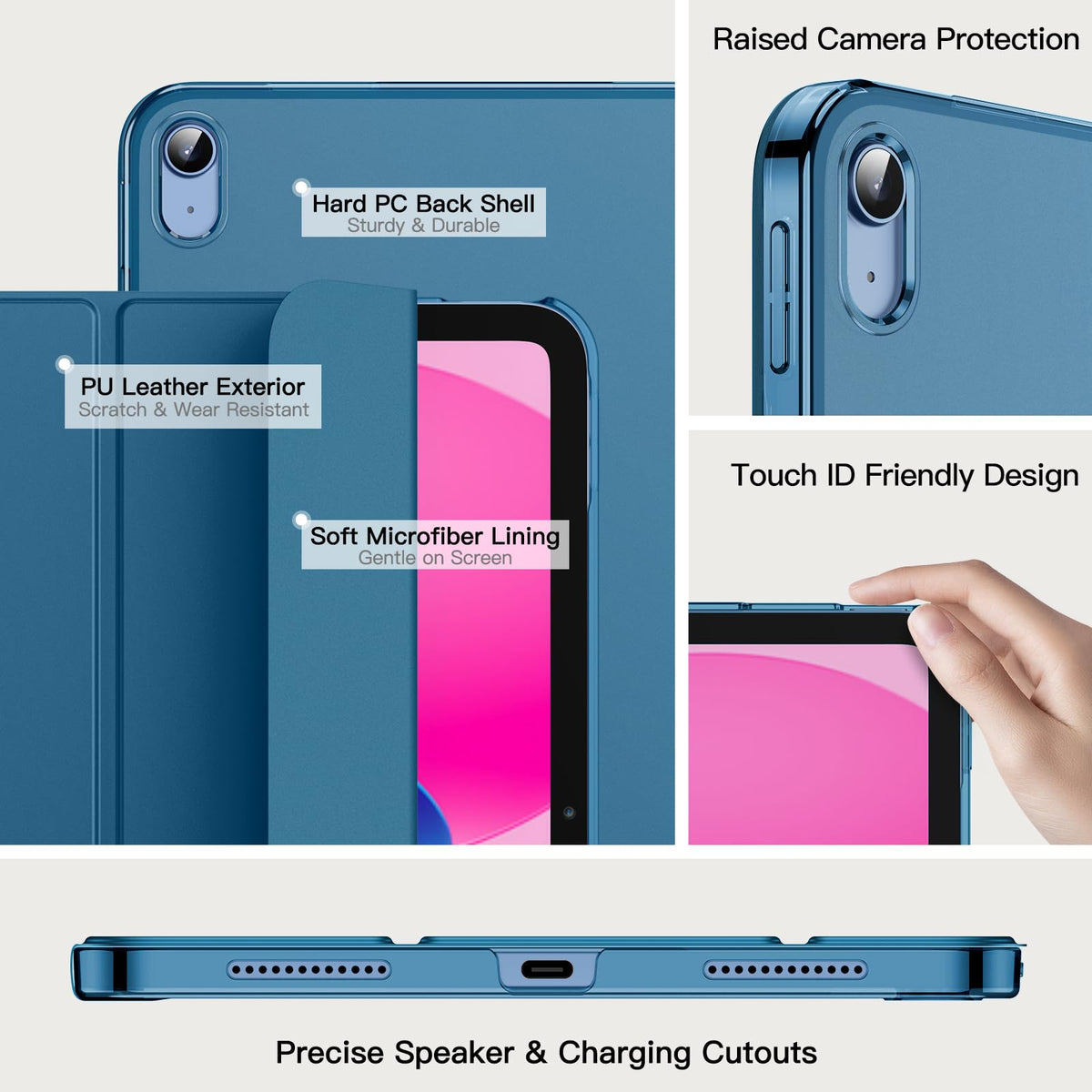 JETech Case for iPad (A16) 11th/10th Gen, Navy Blue