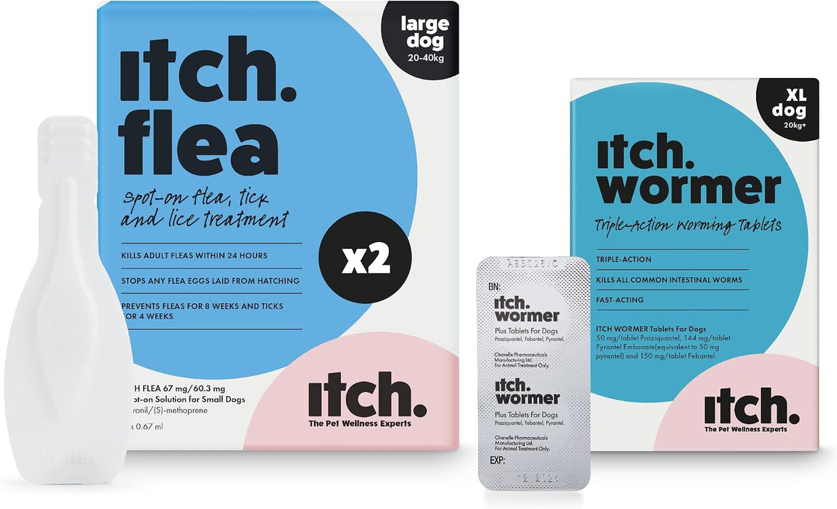 Itch Large Dog (20-40kg) Flea & Tick Treatment and Wormer Bundle