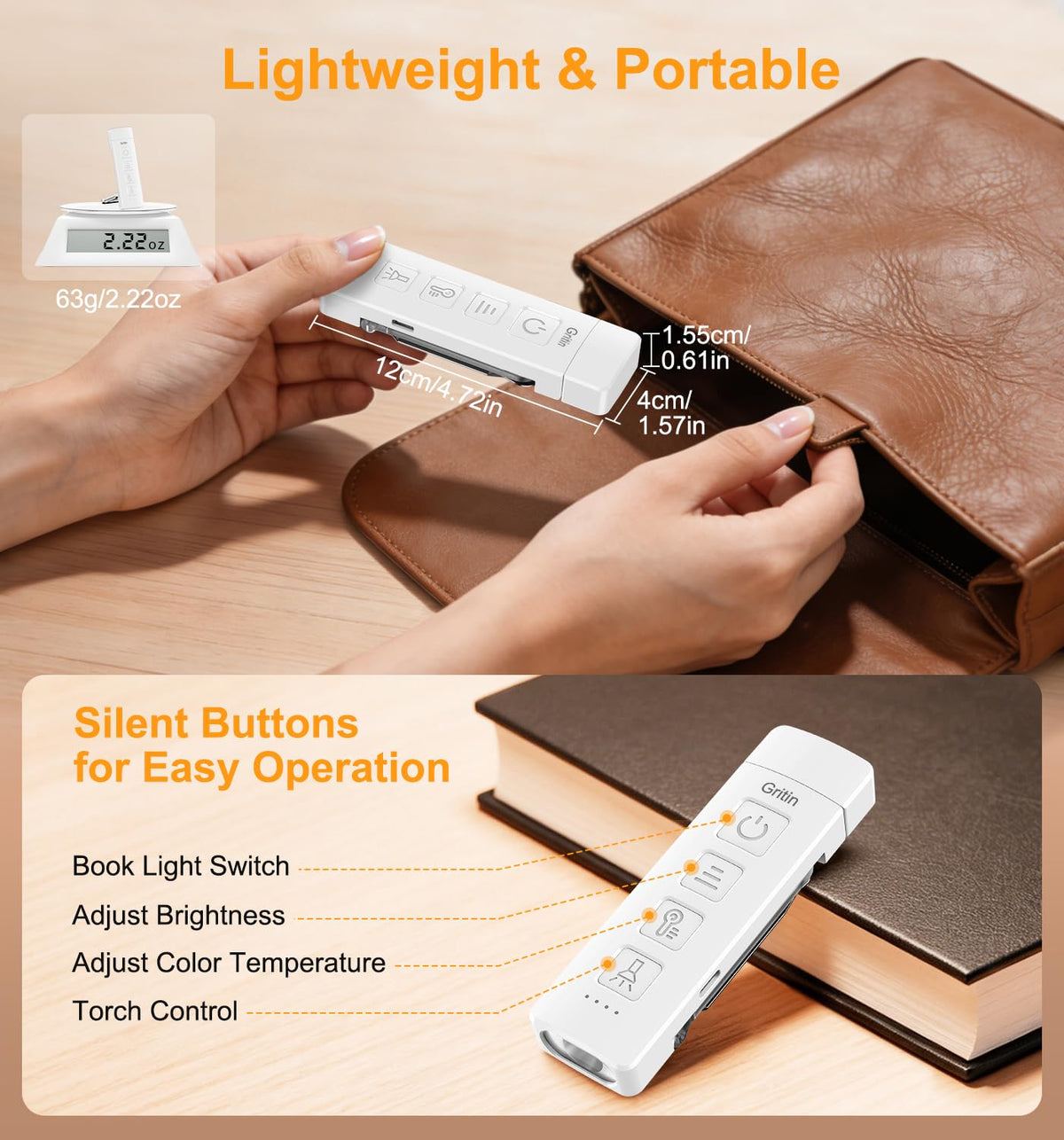Gritin 2026 Gen 2 Rechargeable Book Light,2-in-1 Reading Light & Torch