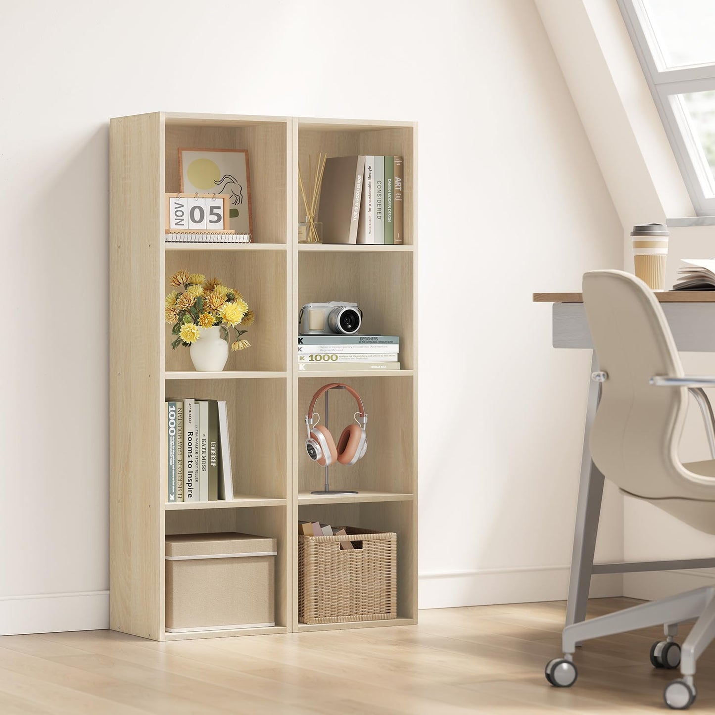 WOLTU Bookcase, White Book Shelf 6 Storage Cubes Unit, Tall Freestanding Bookcases for Living Room,Bedroom