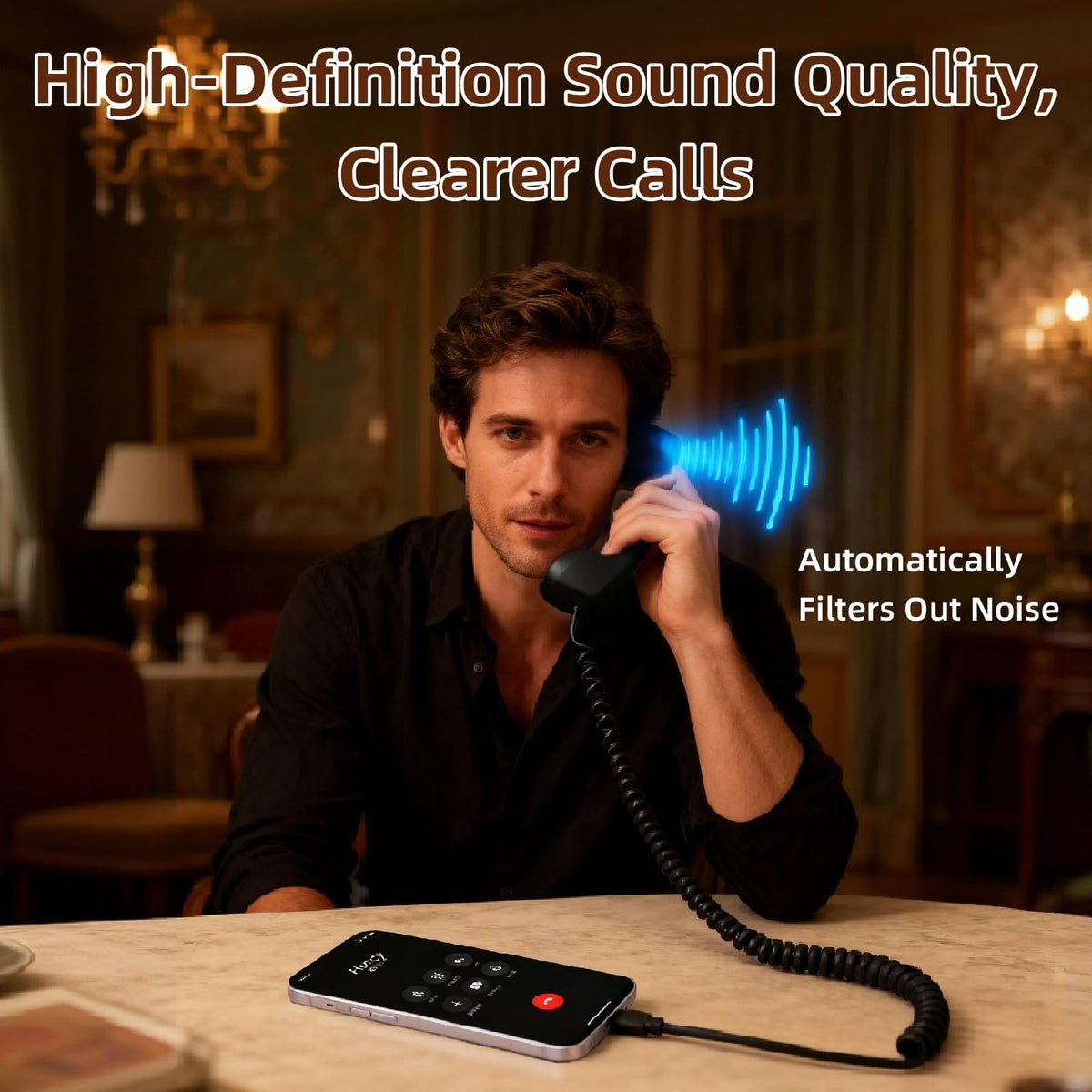 Retro Phone Handset for iPhone & Android, 2026 New Type-C Wired Receiver with Microphone & Speaker (2Pcs(Black and Red))