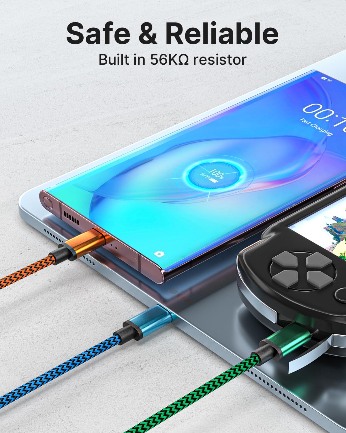 Yosou USB C Charger Cable 2M 2Pack USB A to USB C Type C Charger Fast Charging 3A Lead Braided for Samsung Galaxy S22 S21 S20,Pixel 8 7 6,PS5,Switch