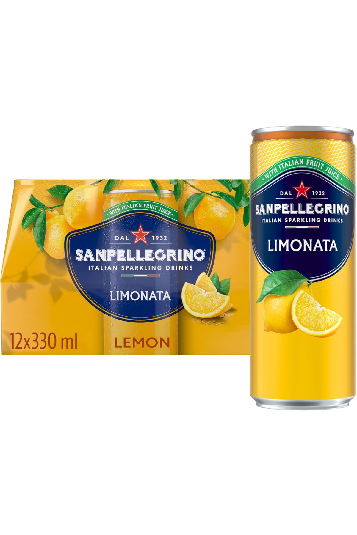 San Pellegrino Italian Sparkling Drinks Tastefully Light Sparkling Orange Canned Soft Drink 12 x 330ml | 64k Cals per Can (Pack of 2)