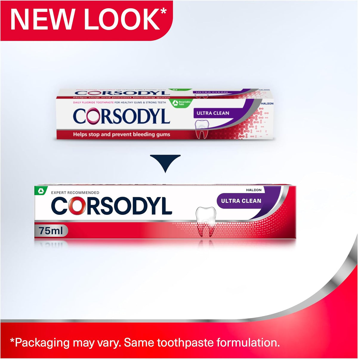 Corsodyl Ultra Clean Toothpaste, Bleeding Gums Care, 75 ml