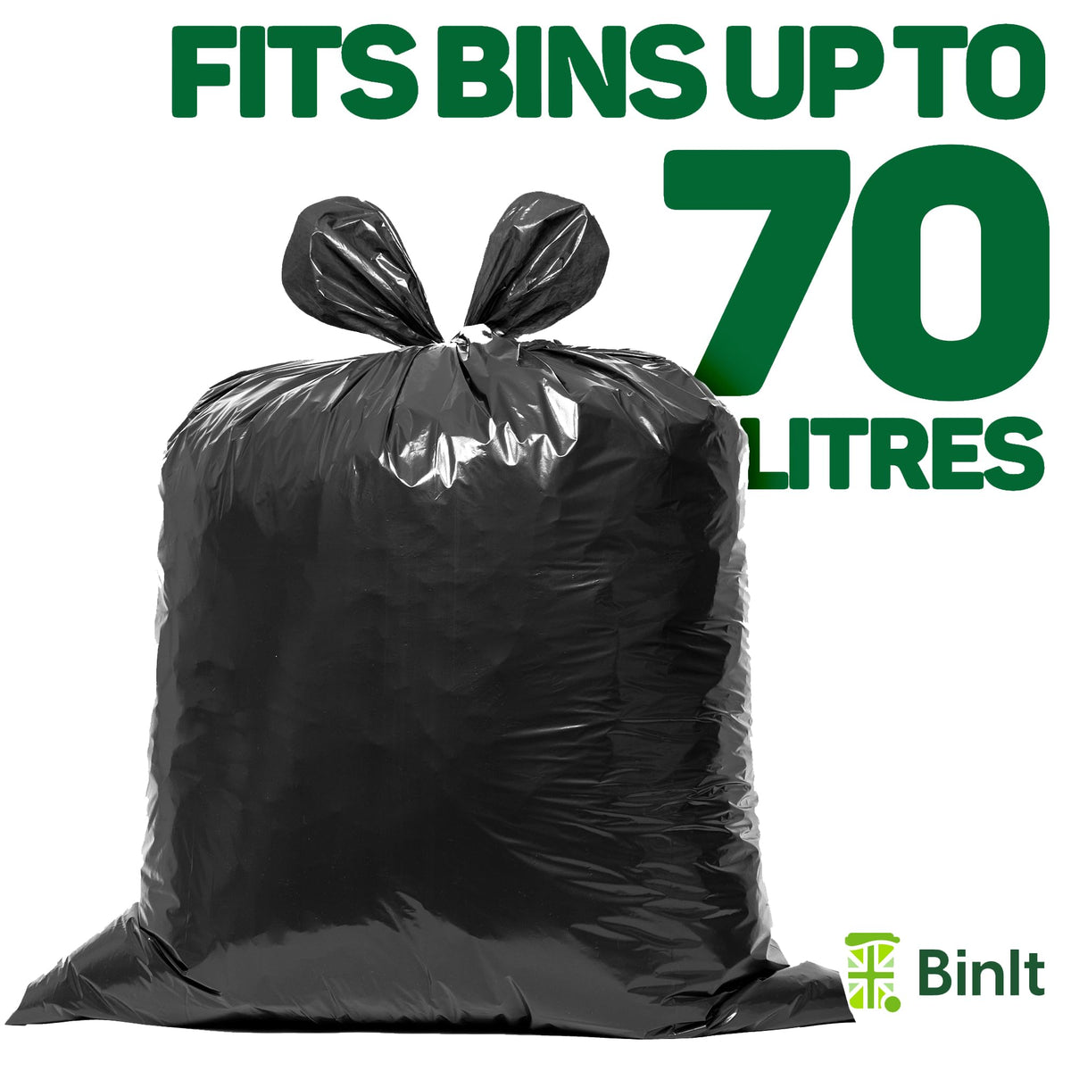 BinIt 20 Wheelie Bin Liners 240 Litre, Eco-Friendly, Bin Bags, Refuse Sacks, Recycled, Strong & Secure, Tear Resistant, 30 μm, Perfect for Standard 240L Wheelie Bins