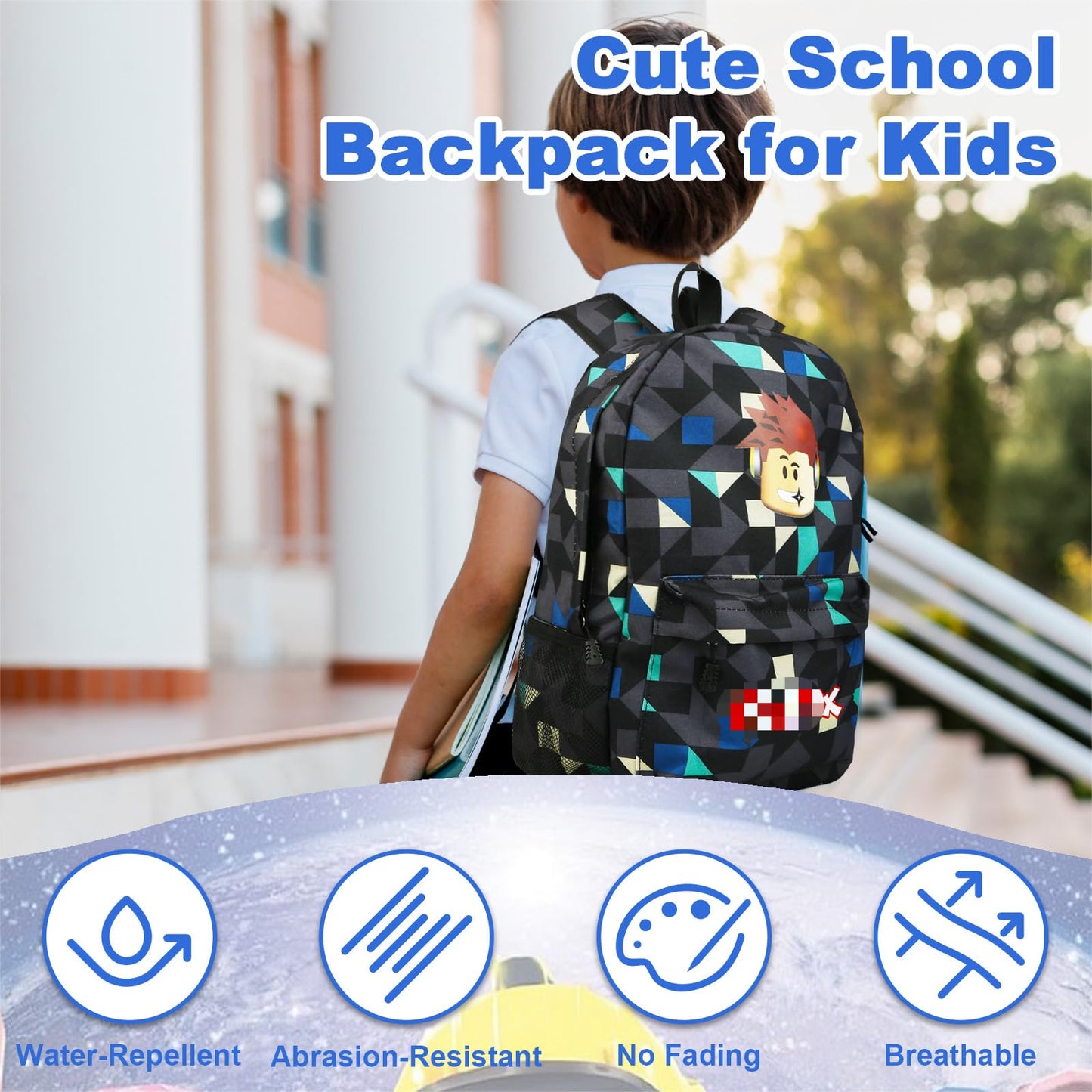yumcute De-mn Backpack Kids, Teen Game School Bags, Children Primary Schoolbag, Children's School Backpack, 17 Inch Large Capacity Travel Rucksack Waterproof Boys Girls Book Bags for Aged 3-12 Years