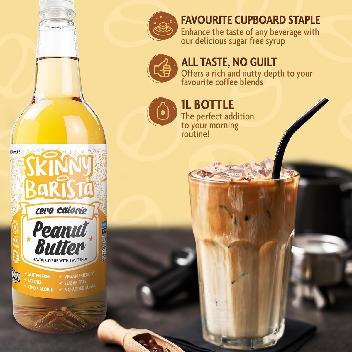 Skinny Food Co Butterscotch Syrup Zero Calorie 1L - Sugar Free Coffee Syrup