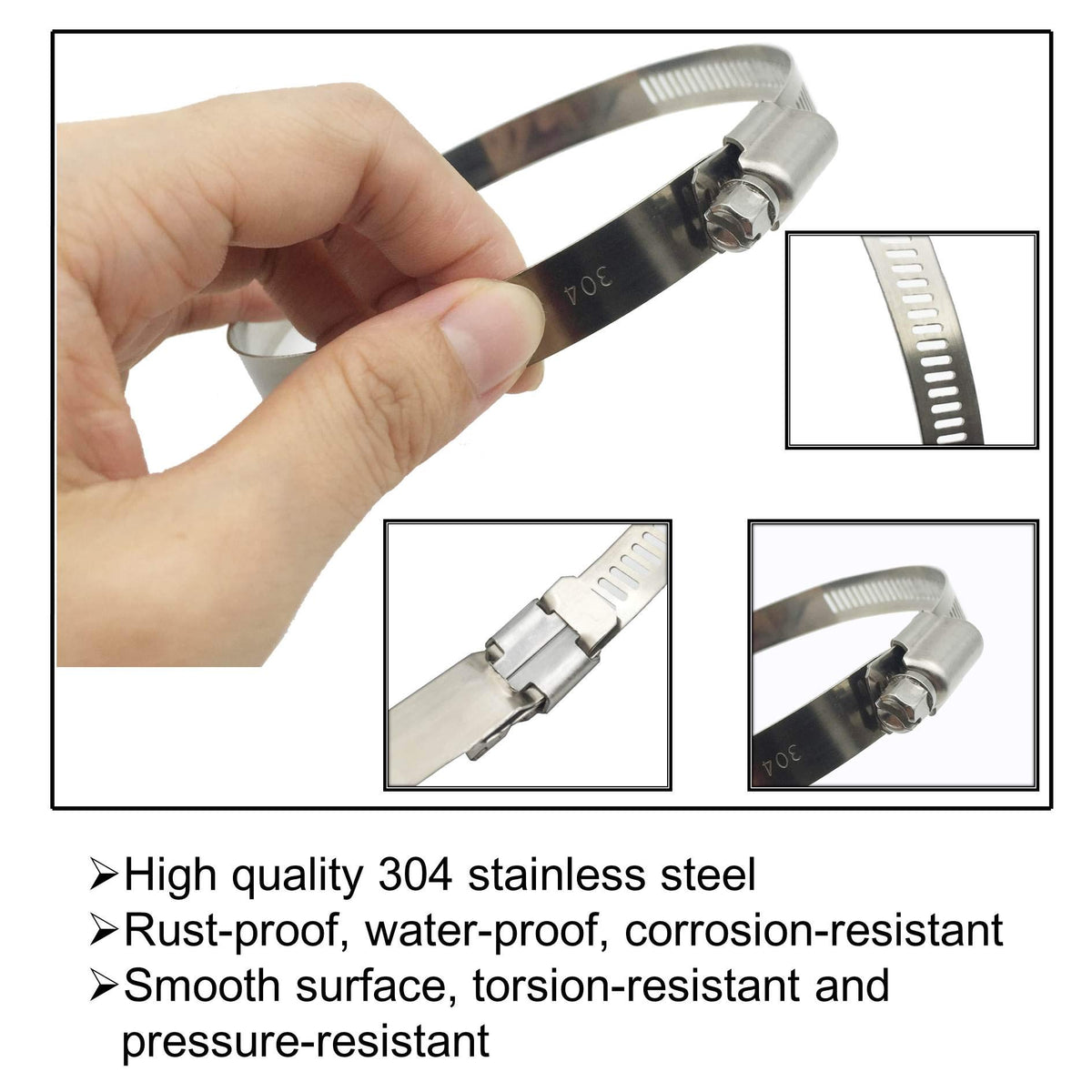 8Pcs 118-140mm Hose Clips Adjustable 304 Stainless Steel Duct Clamps