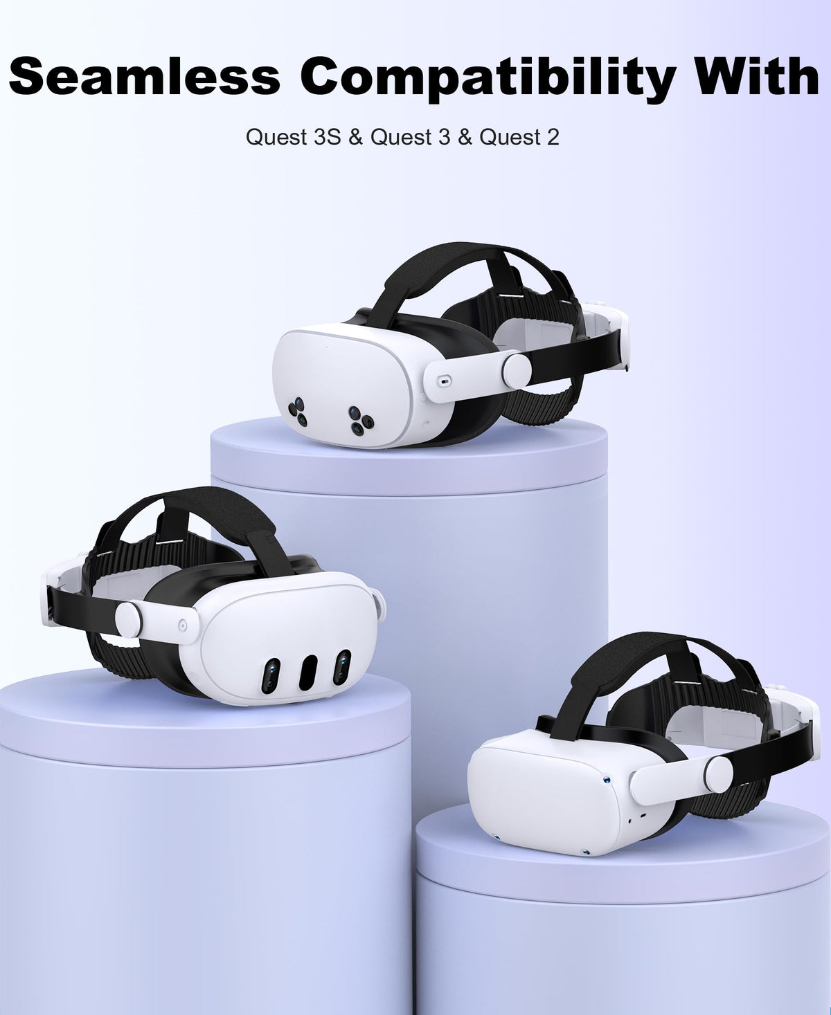 HELLCOOL Head Strap with 10000mAh Battery Pack Cables for Meta Quest 3S/3/2,Adjustable Elite Strap Replacement Intended for Quest Head Strap,VR Headset Accessories