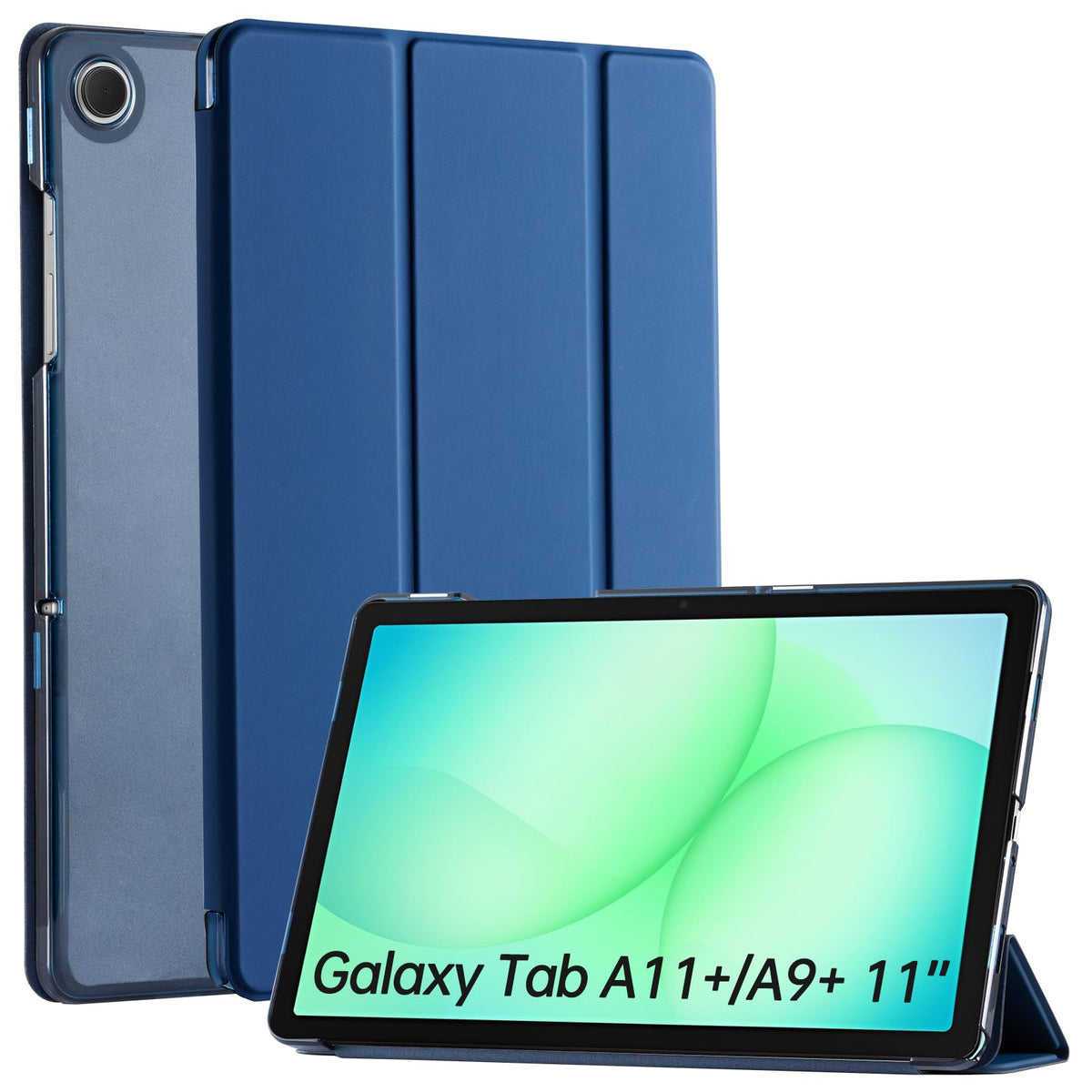 CoBak Case for Samsung Galaxy Tab A11+ Plus 11 Inch 2025/A9+ Plus 2023 - PU Leather Smart Cover with Auto Sleep/Wake for Tab A11+, Translucent Hard Shell, Multi-Viewing Angles, Green Pattern