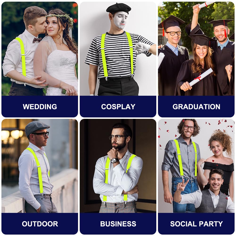 Aomig Mens Braces, Mens Suspenders with Strong Metal Clips, 3.5cm Wide Heavy Duty Suspenders for Men Women Business Wedding Casual