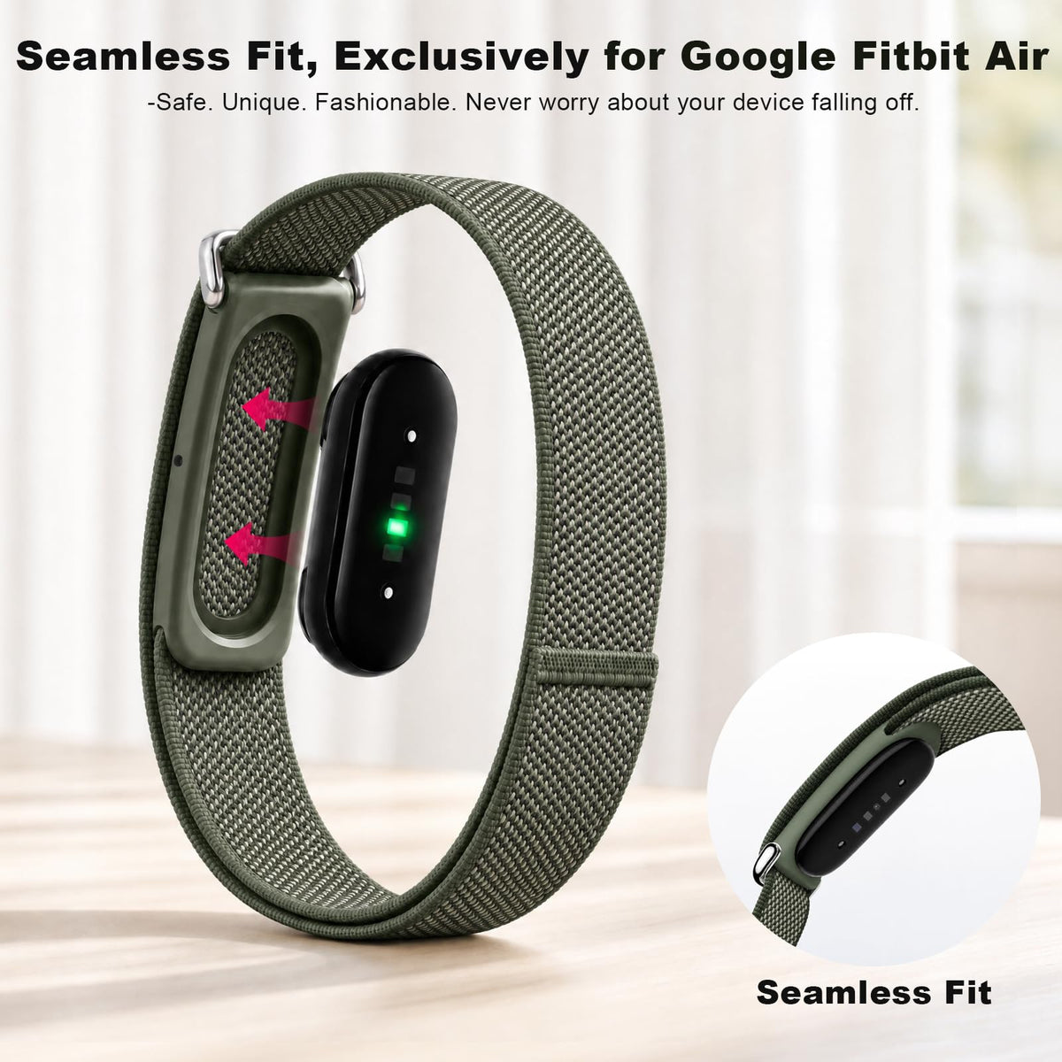 Compatible with Google Fitbit Air Strap Nylon Loop Sport Replacement Band