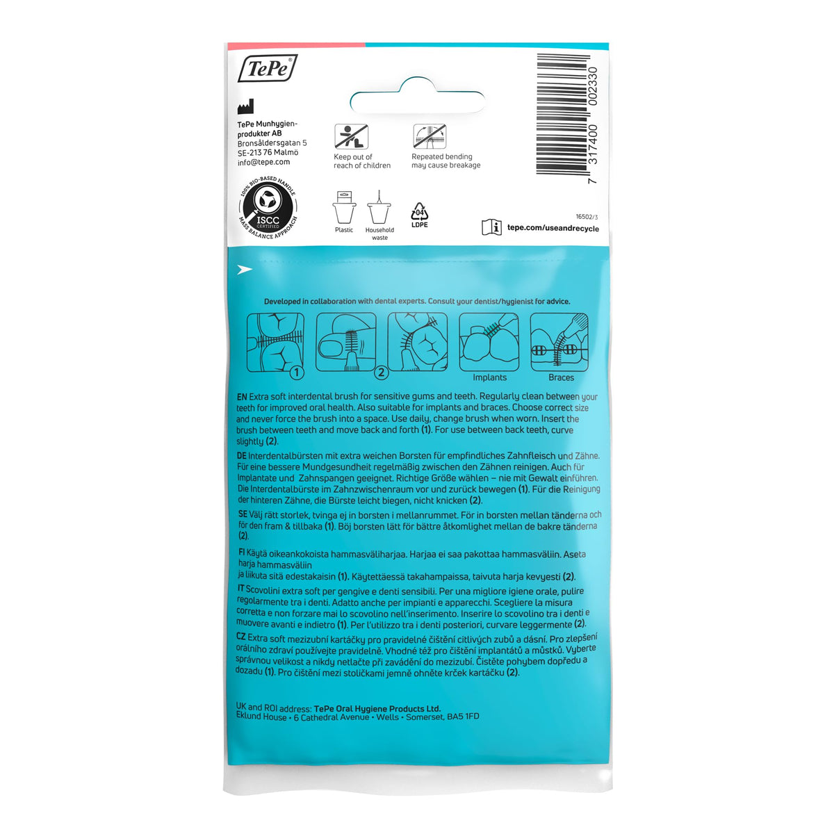 TePe Interdental Brush, Original, Blue, 0.6mm/ISO 3, 8pcs
