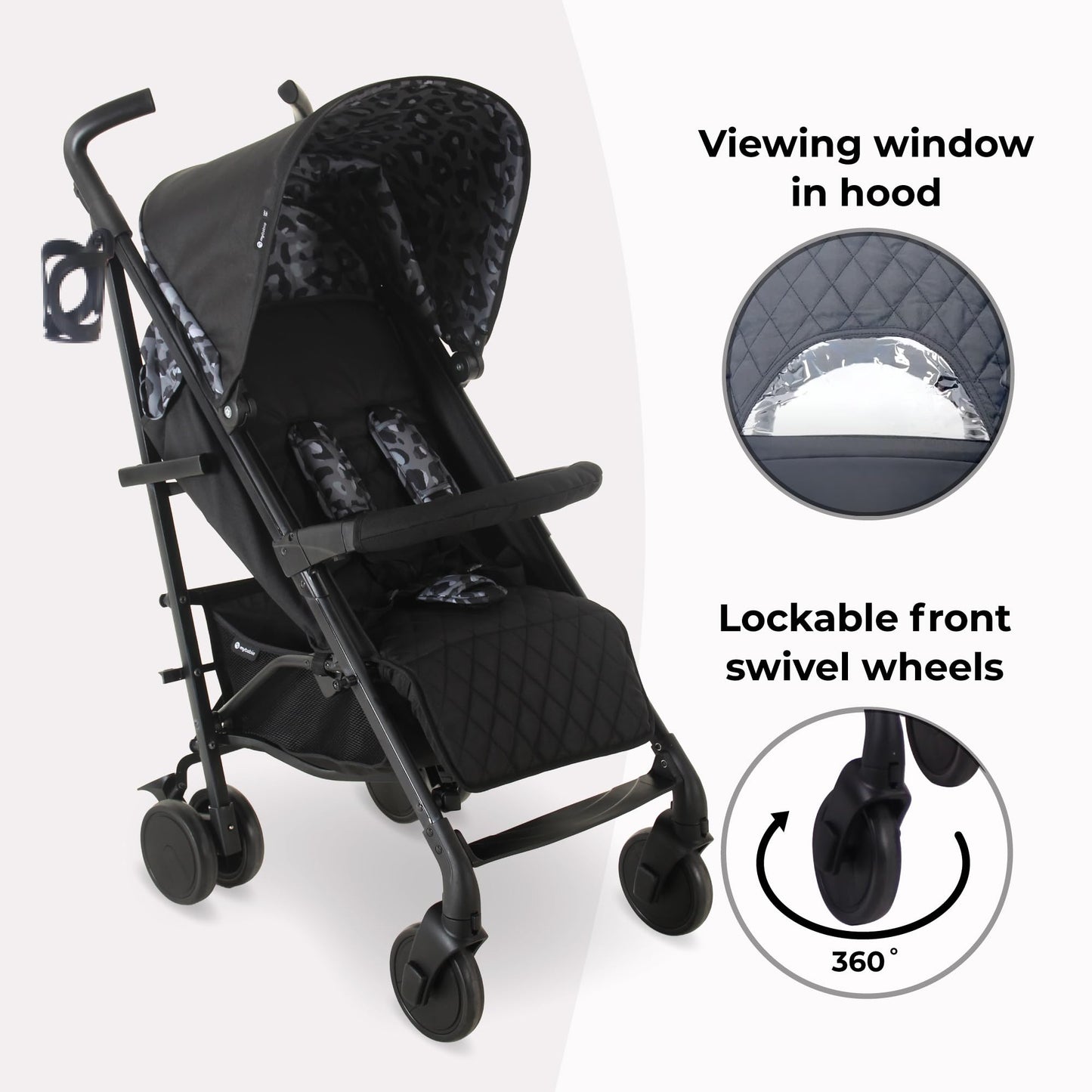 My Babiie MB51 Stroller – from Birth to 4 Years (22kg), Lightweight, Umbrella Fold, Travel Buggy for Toddlers, Pushchair Includes Footmuff, Cup Holder, Rain Cover - Blush Pink