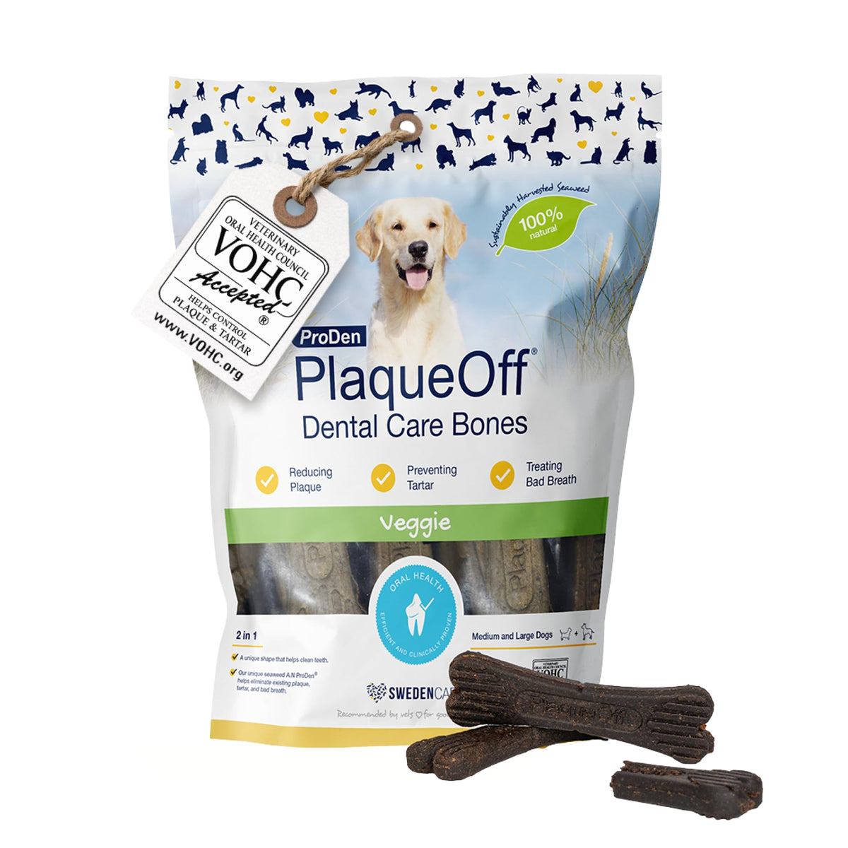 ProDen PlaqueOff 13 Dental Bones for Medium & Large Dogs, Chicken & Pumpkin