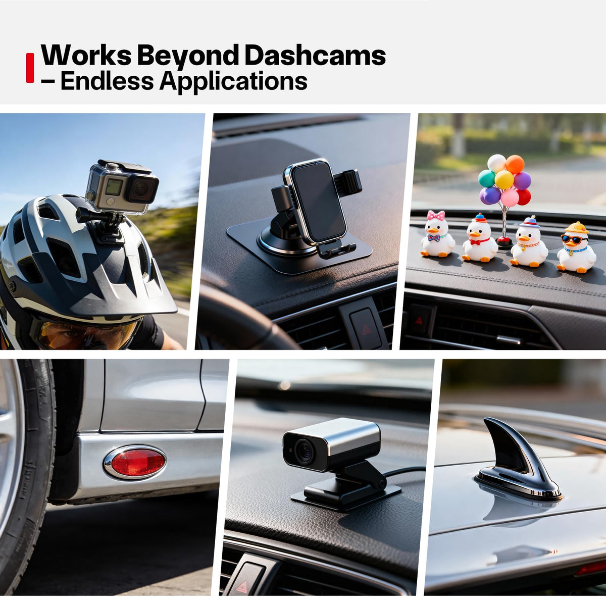 Dash Cam Sticky Pads, 6Pcs Dash Cam Mount Adhesive Pads, Double Sided Sticky Pads for Dashcam GoPro Car Camera Action Camera, Dashcam Sticky Pad for Windscreen & Dashboard, Cuttable Adhesive, 56mm