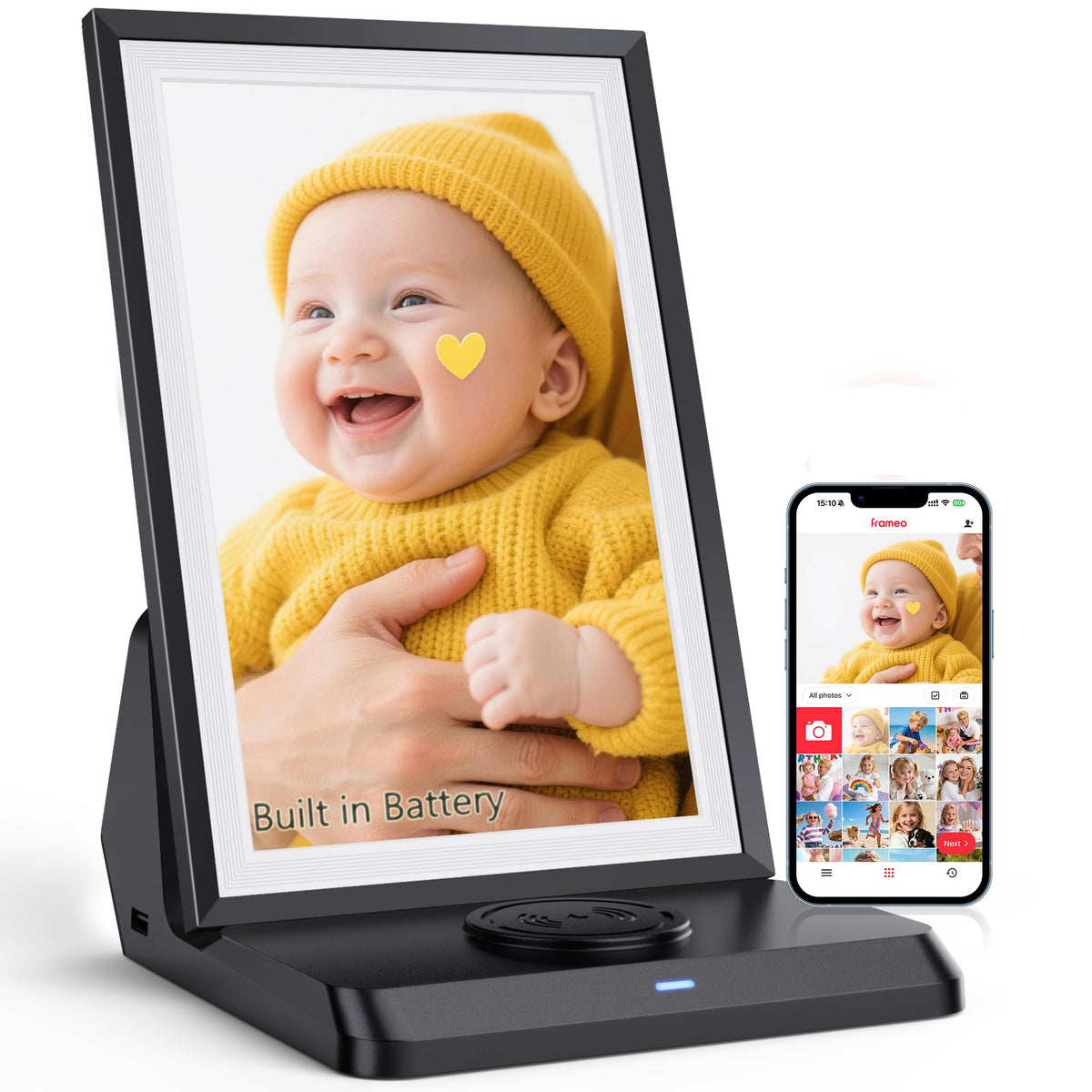 Frameo WiFi Digital Photo Frame 10.1 Inch - 1280x800 HD IPS Touch Screen Picture Frame Electronic, 32GB Memory, Auto Rotate, Wall Mountable, Digital PictureFrame for Sharing Photos and Videos