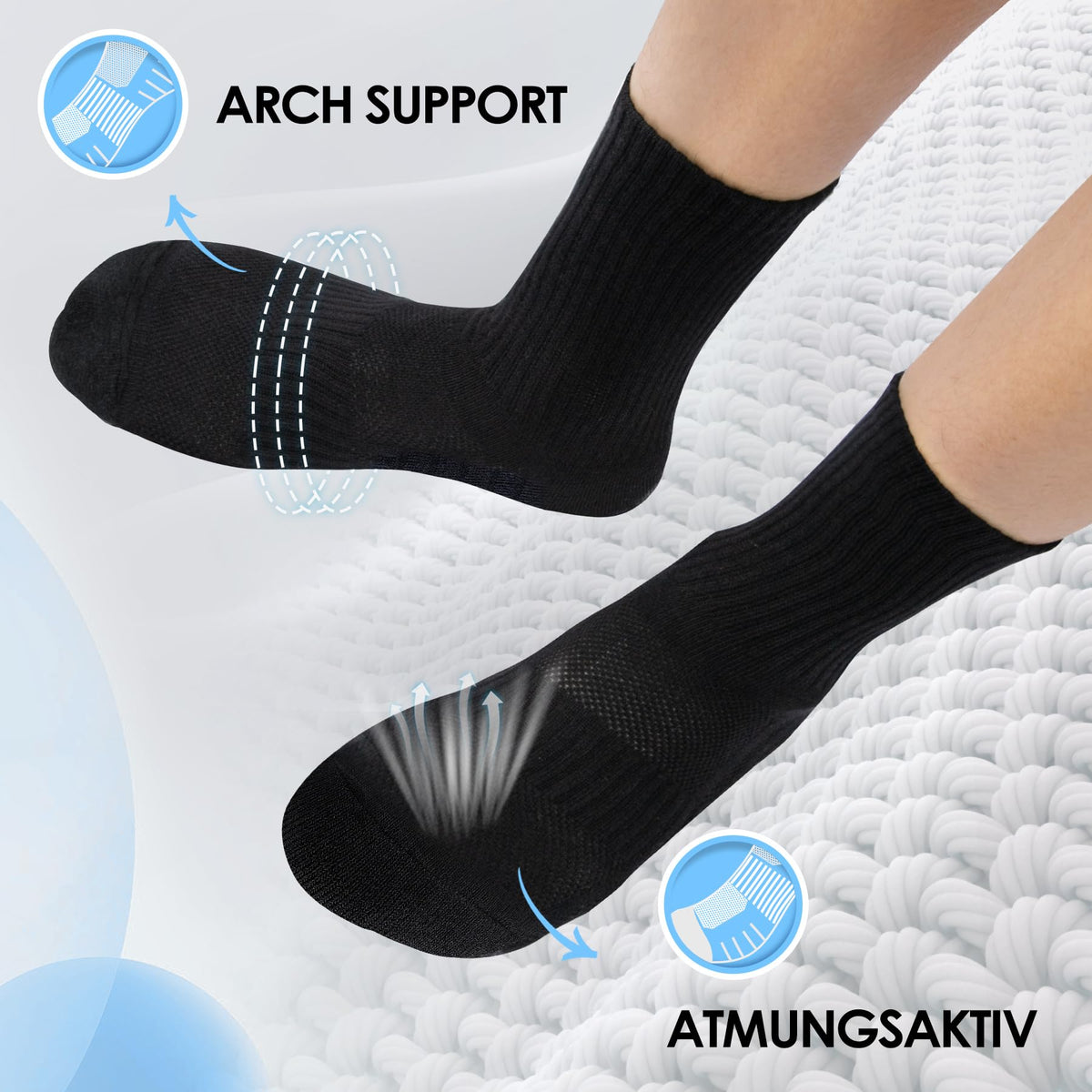 6/12 Pairs Cushioned Sports Socks for Men Women Cotton Crew Socks