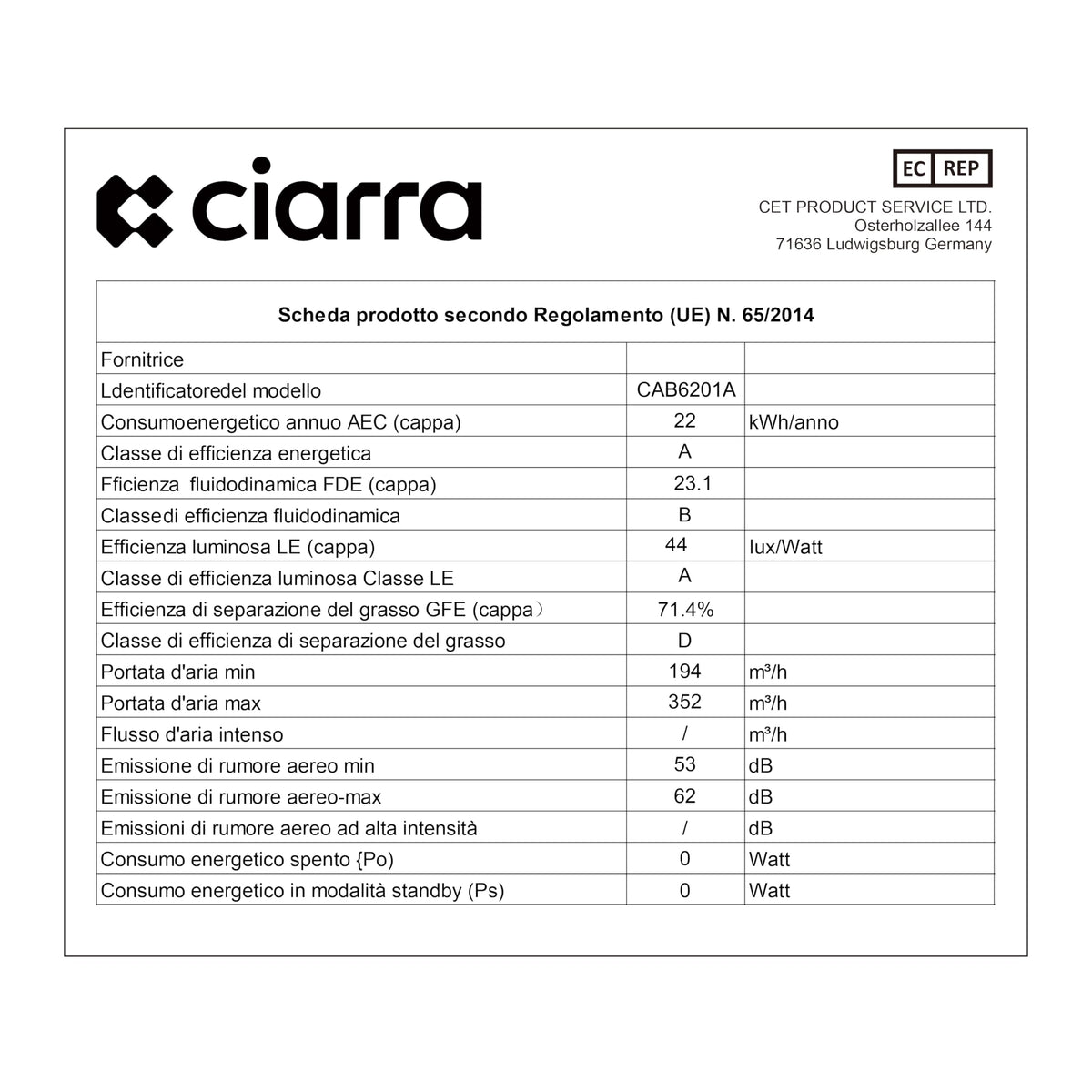 CIARRA 60cm Chimney Cooker Hood, 370m³/h,Ducting & Recirculation,CAS6201A