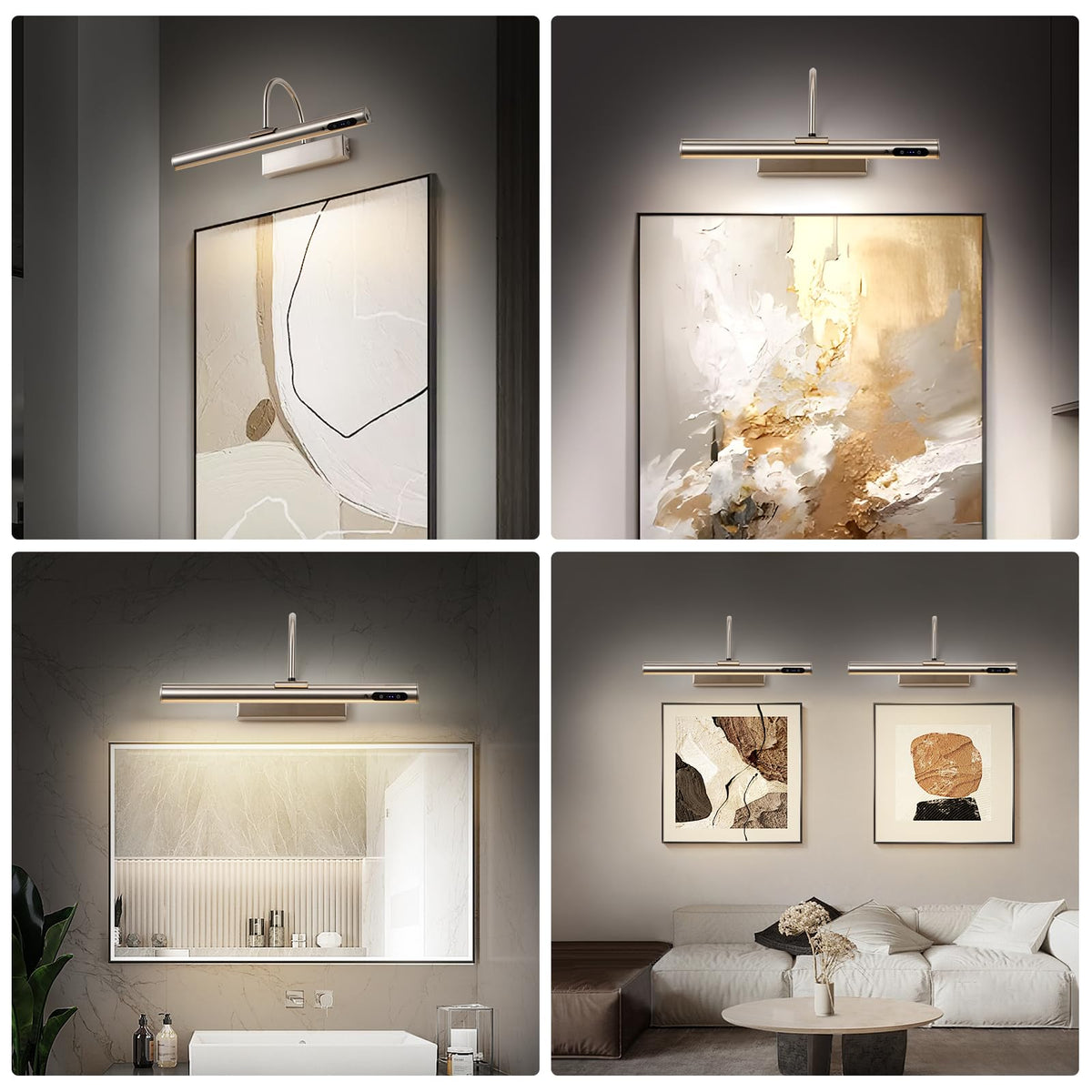 HARPER LIVING Rechargeable Picture Light with Remote, Dimmable and 3 Colour Temps, Battery Operated Wall Light with Timer & Memory, LED Display Lamp for Dartboard Pictures Frame Gallery-Black
