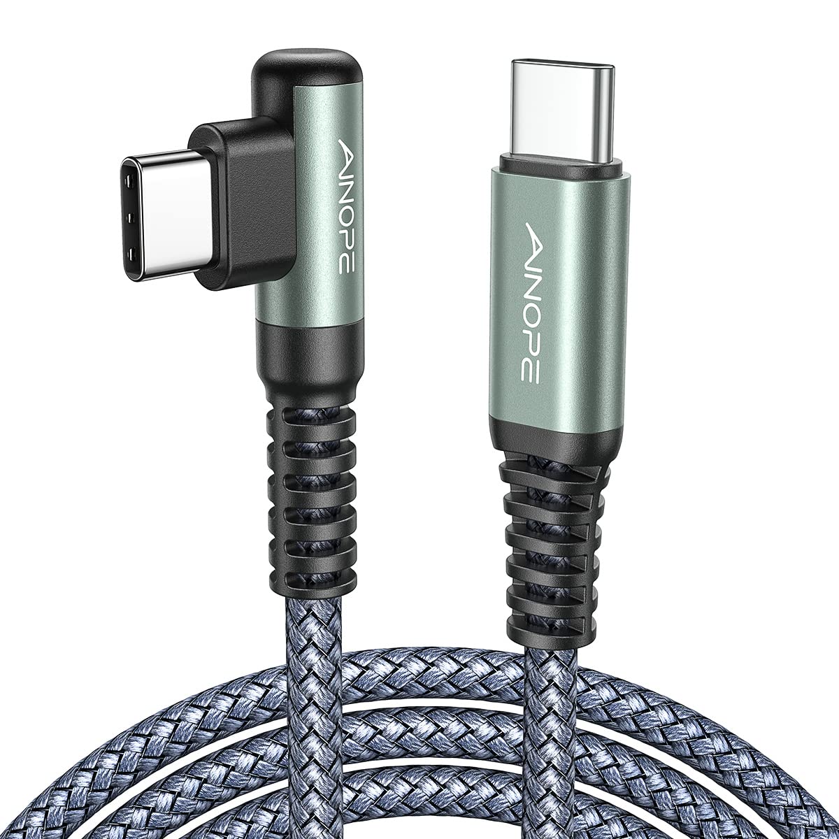 AINOPE USB C to USB C Cable 60W 3.1A, Type C to Type C Cable Right Angle, Compatible with Samsung Galaxy S21 S20, Note 20/10/9/8, MacBook Air/Pro 13'', iPad Mini 6/Pro/Air 2020,Pixel [0.5M]
