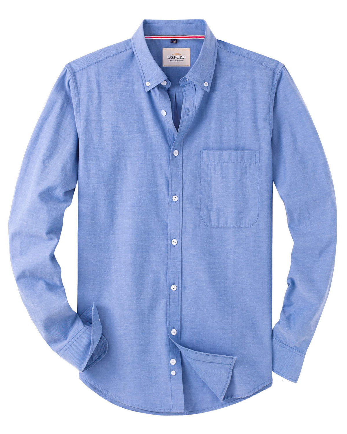J.VER Men's Long Sleeve Oxford Shirts Smart Casual Business Formal Plain Non Iron Button Down Shirt with Pocket