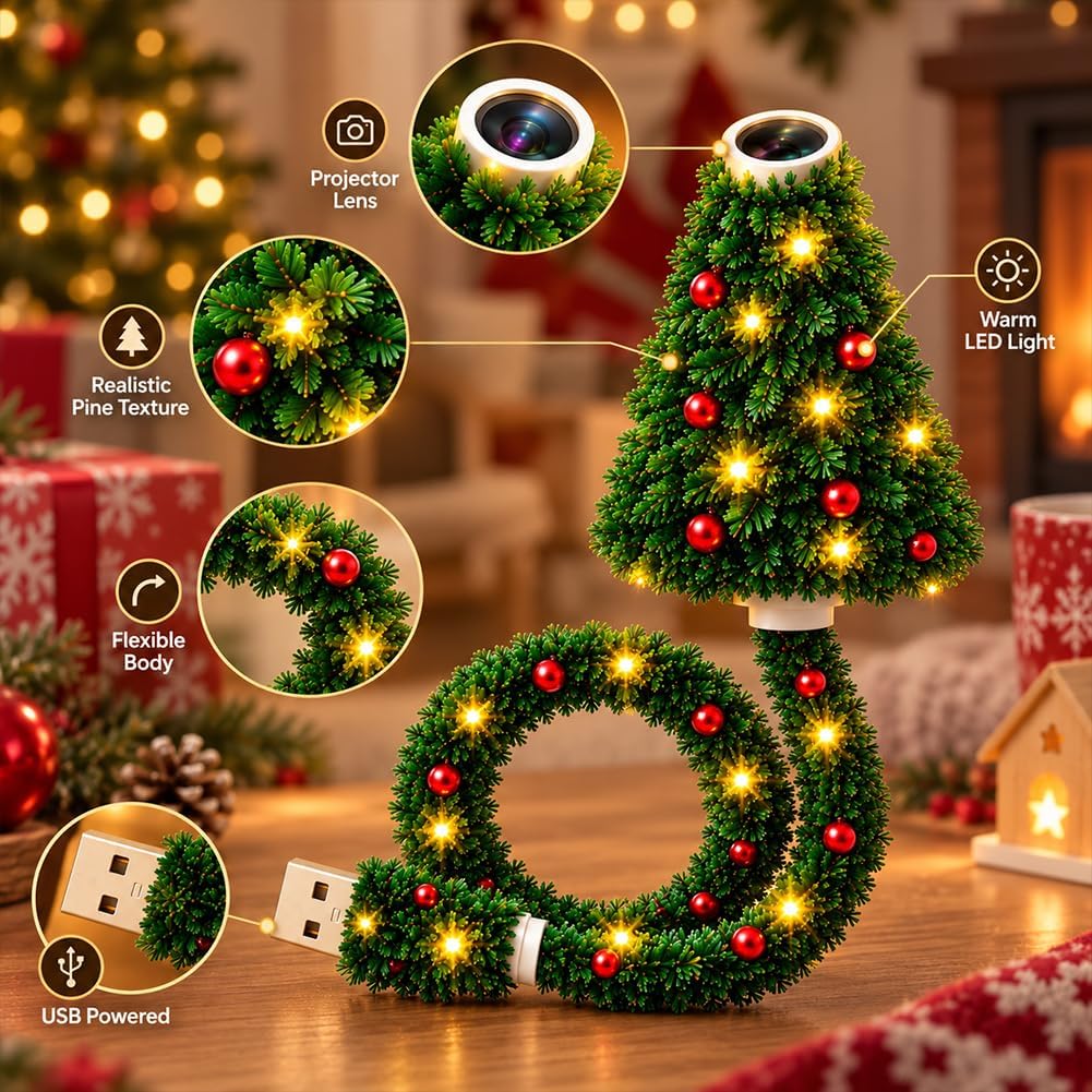 Christmas Projector Light, Plug and Play HD Christmas Projector
