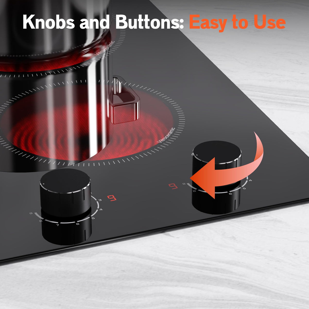 Double Ceramic Hob with Handle, Plug in 2 Ring Electric Hob