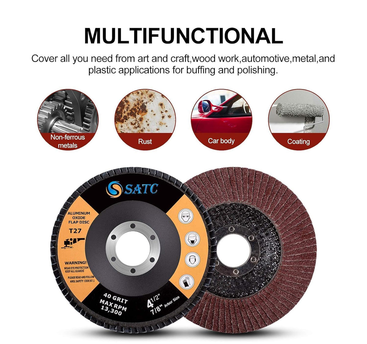 SATC Flap Discs 115mm 10 Pack Grinding Discs 120 Grit for Angle Grinder to Sanding Grinding Metal Wood