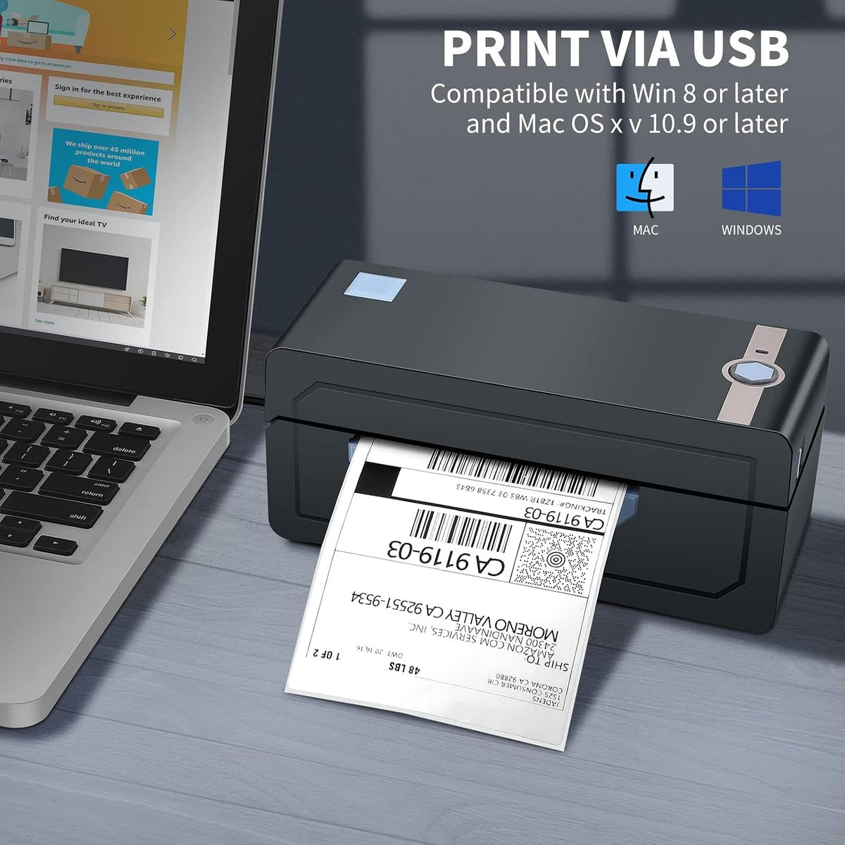 JADENS Bluetooth Thermal Label Printer, 4x6 Shipping Label Printer, 50 Labels Included, Compatible with Hermes, Royal Mail, DHL, DPD, Evri, Amazon, Shopify