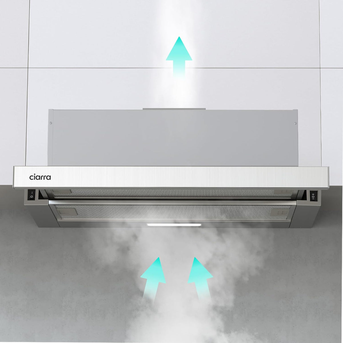CIARRA Telescopic Cooker Hood 60cm 391m³/h LED Light 2-Speed A++ CBCS6906D