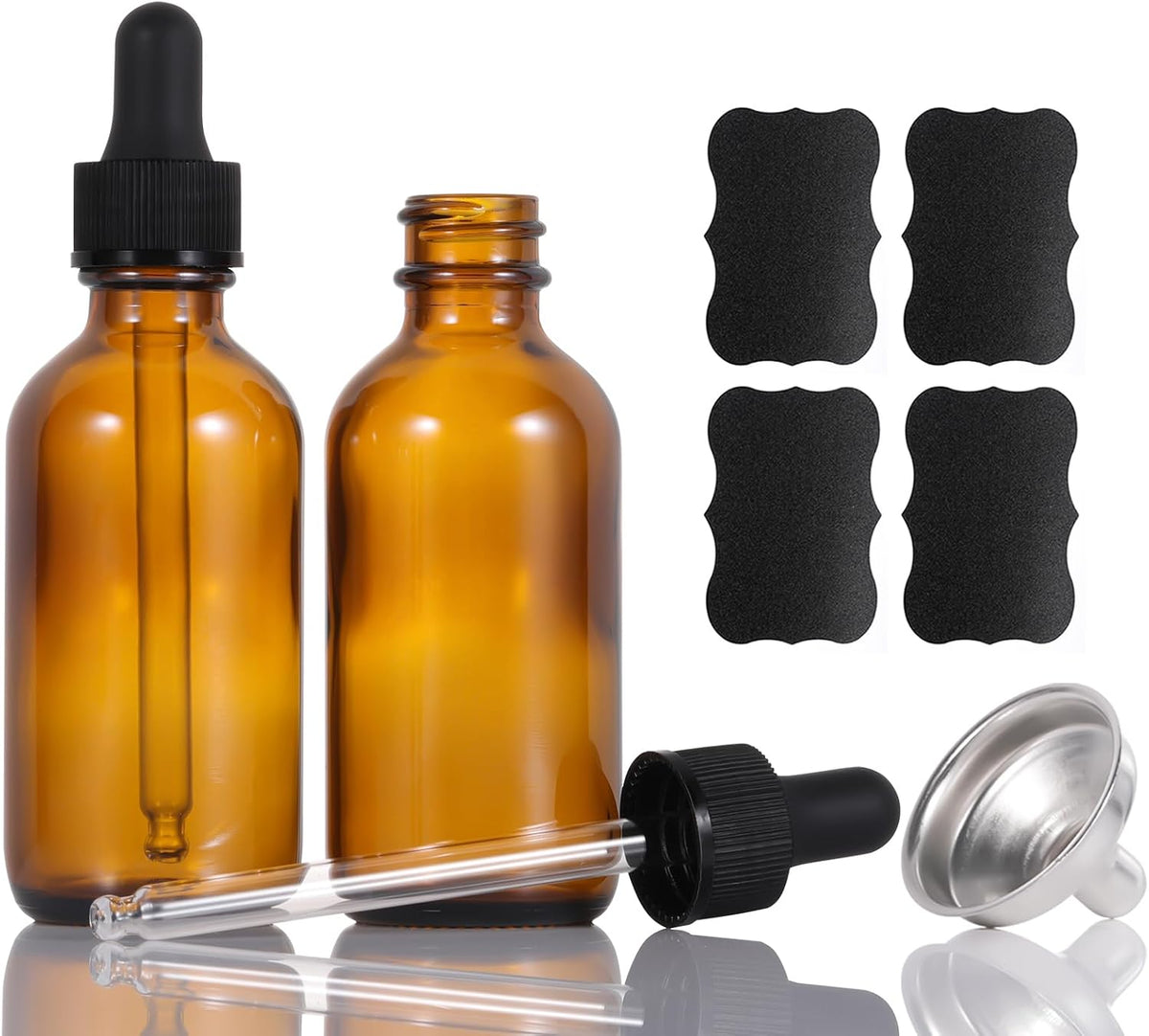 Amber Glass Dropper Bottle,2pcs 60ml Small Empty Reusable Eliquid Pipette Ear Dropper Bottles Suitable for Essential Oils Massage Perfumery Aromatherapy Laboratory Fragrances Pharmacist Bottle