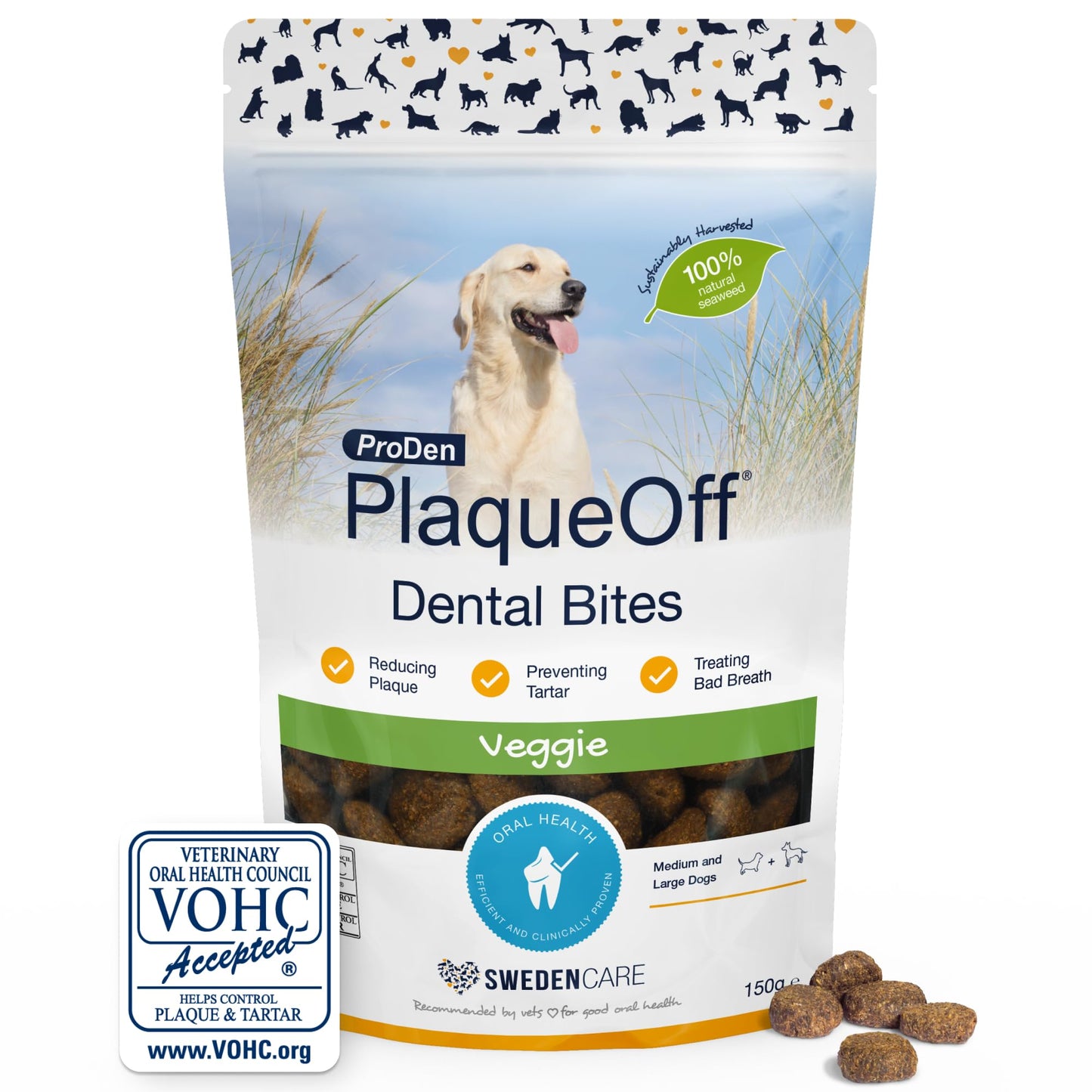 ProDen PlaqueOff Powder for Dogs & Cats, Tartar & Bad Breath Remover 100% Natural Teeth Cleaner and Plaque Remover 60 g
