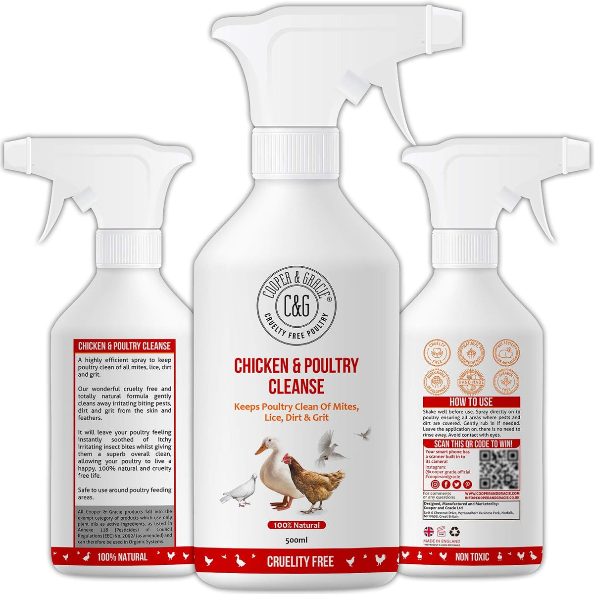 Cooper and Gracie Chicken & Poultry Cleanse Spray, Red Mite & Lice Care