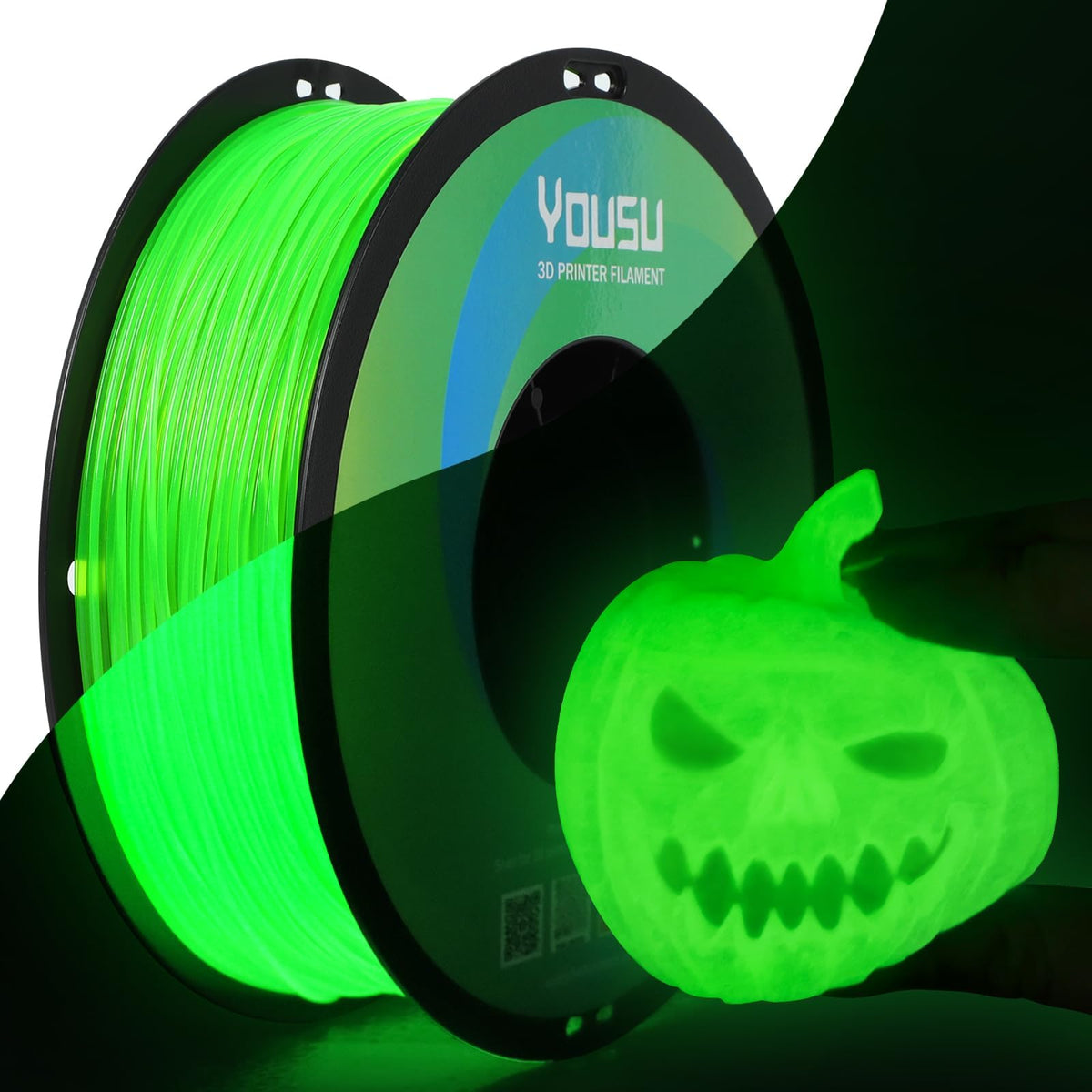 YOUSU 3D Printer Filament Bundle,Glow in The Dark Filament Multicolor,PLA Filament 1.75 mm,Green, Blue,Purple and Rainbow Accuracy +/- 0.03 mm,250g X 4 Pack
