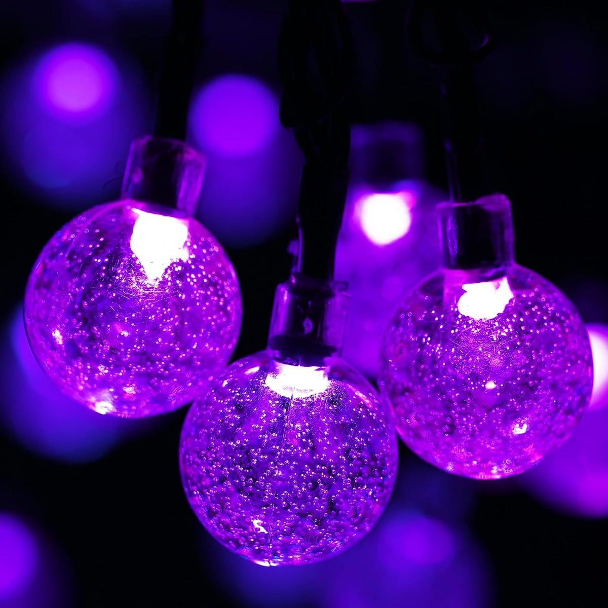 Moxled Solar Garden Lights Outdoor, 36ft 60 LED String Waterproof, Powered Crystal Ball Indoor/Outdoor Fairy Decorative for Garden, Patio, Yard, Festival, Parties (Purple)