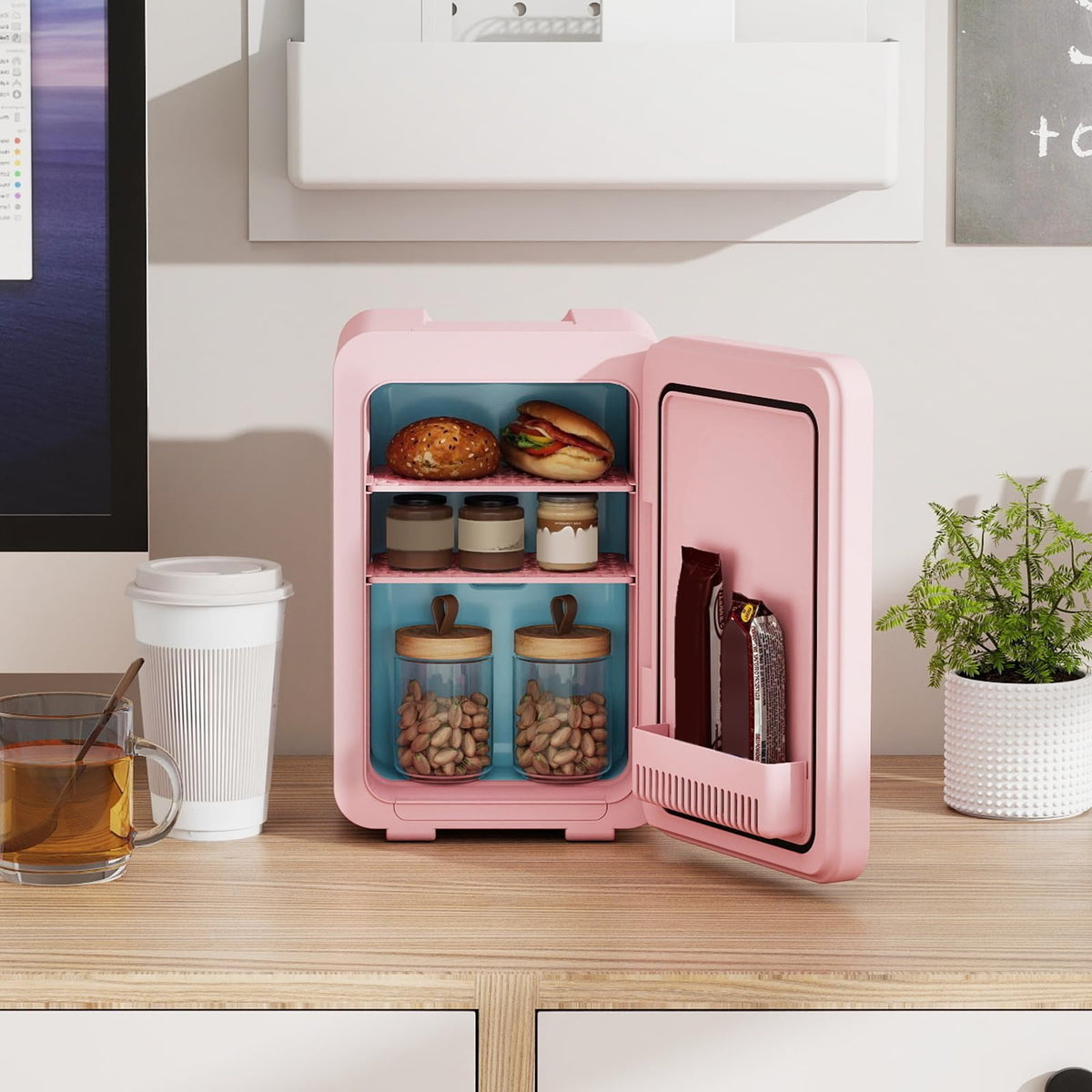 ARTETHYS Mini Fridge for Bedrooms, 10L Small Portable Car Fridges