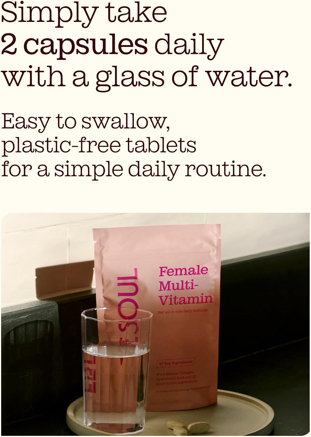 Free Soul Women's Multivitamins with Marine Collagen & Hyaluronic Acid