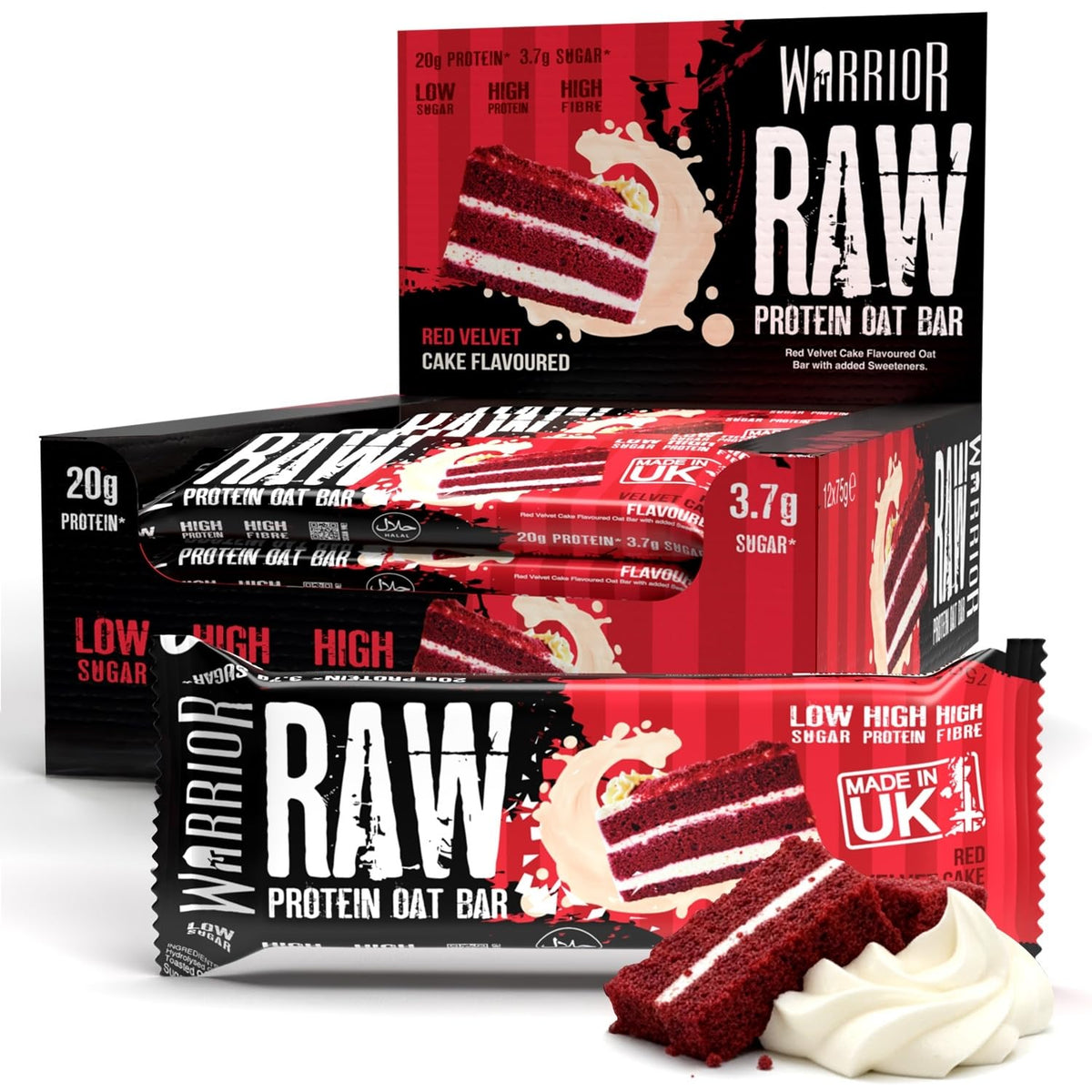 Warrior RAW Protein Bars 12 x 75g High Protein Oat Flapjack Snack