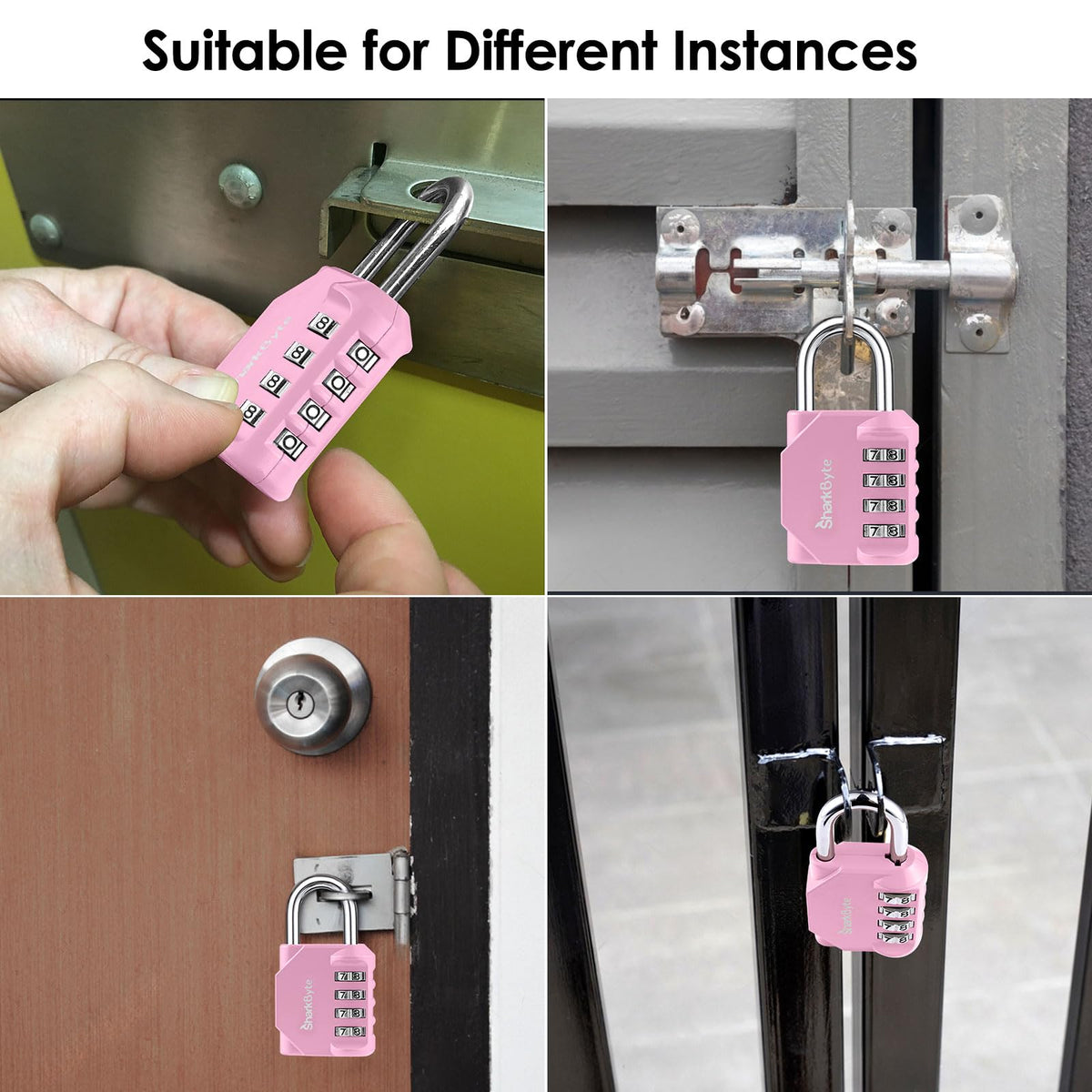 SharkByte Heavy Duty Combination Padlock – 4-Digit Weatherproof Outdoor Lock with Stainless Steel Shackle, Anti-Rust Resettable Code for Gym, School, Locker, Shed, Toolbox, Gate & Warehouse - Red
