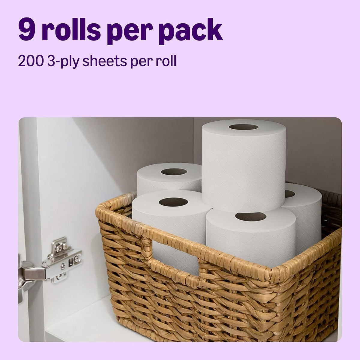 by Amazon Super Soft Toilet Tissue, 3-ply, 9 Rolls (1 Pack of 9), 200 Sheets per Roll