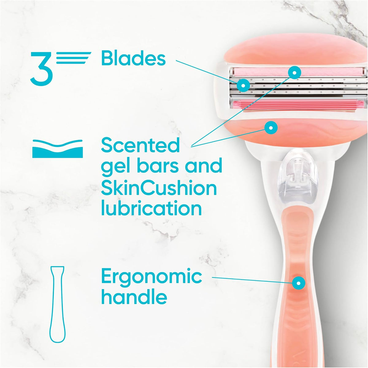 Gillette Venus ComfortGlide Women’s Razor with 3 Refill Cartridges
