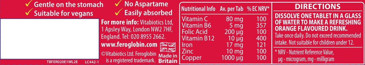 Feroglobin Iron Supplement Capsules Support Iron Defficiency, Anemia and Blood Formation, Boost Energy, Immunity and Vitality While reducing Fatigue and Tiredness